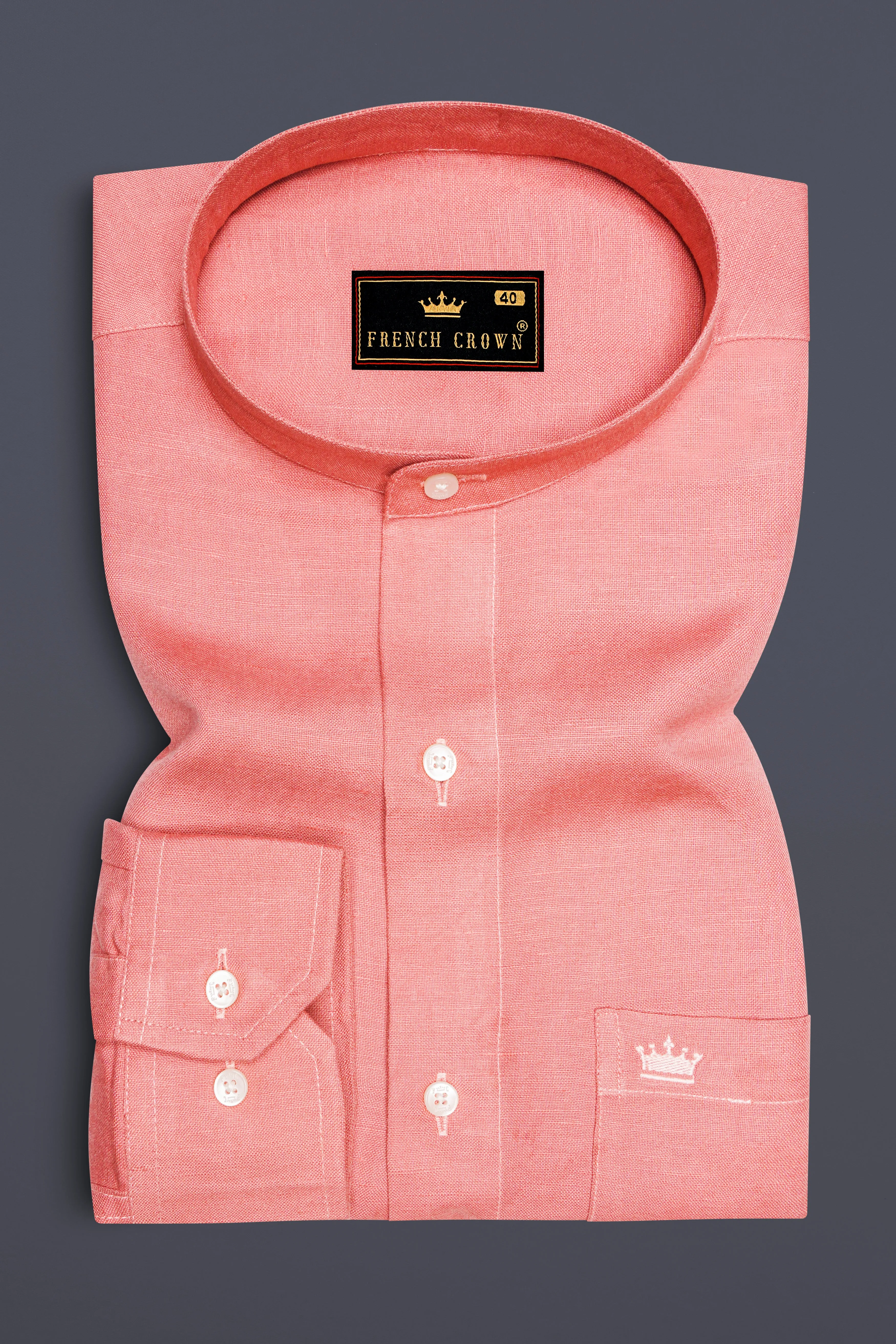 Shilo Pink Luxurious Linen Shirt sold by French Crown product image thumbnail 4