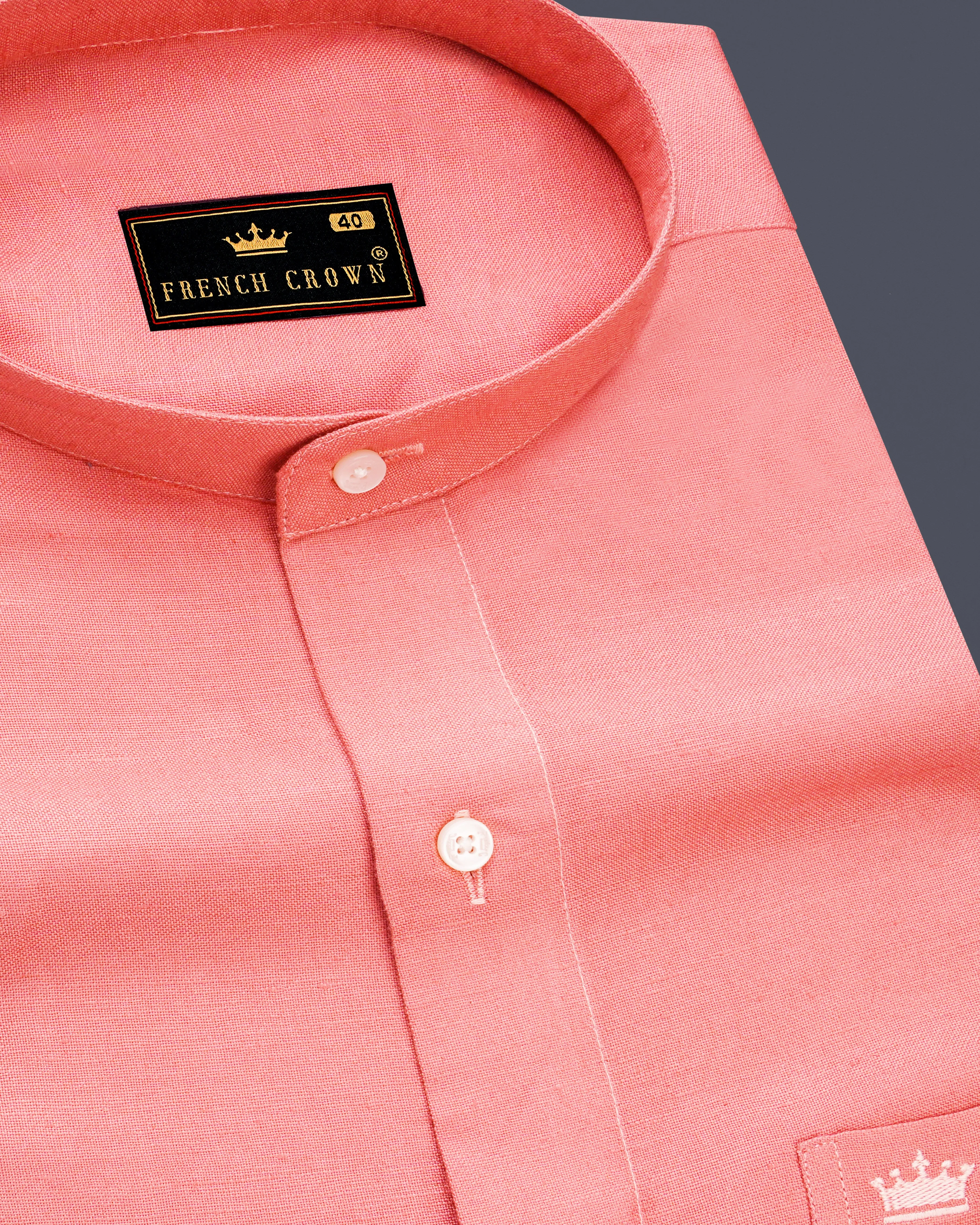 Shilo Pink Luxurious Linen Shirt sold by French Crown