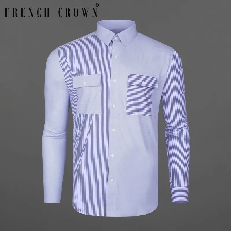 Scampi Blue Striped and Wistful Sky Blue Premium Cotton Designer Shirt sold by French Crown