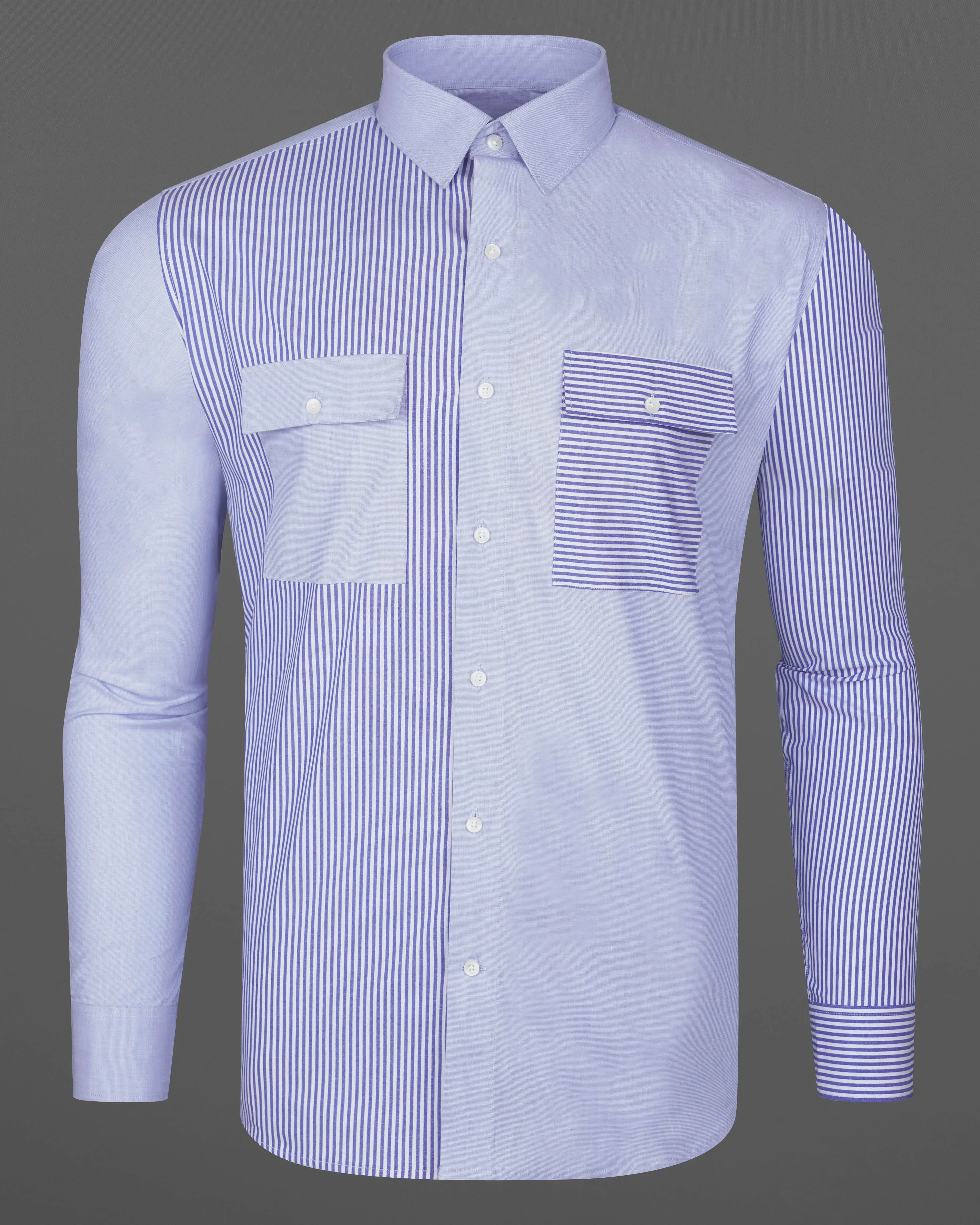 Scampi Blue Striped and Wistful Sky Blue Premium Cotton Designer Shirt sold by French Crown product image thumbnail 2