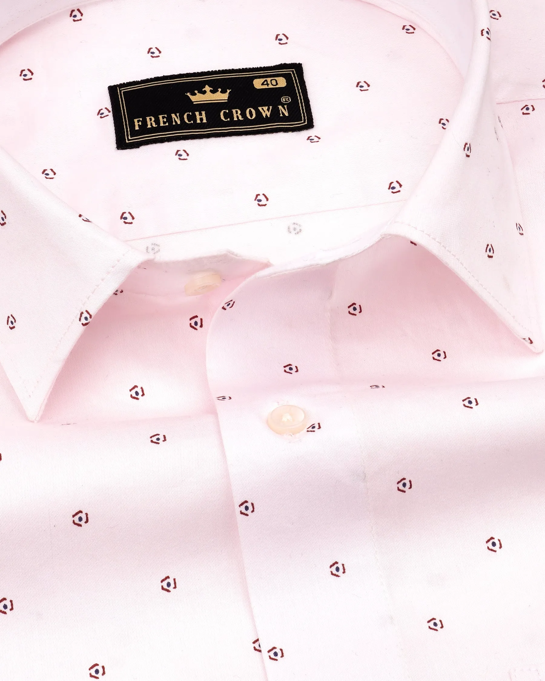 Porcelain Pink Printed Super Soft Premium Cotton Shirt sold by French Crown