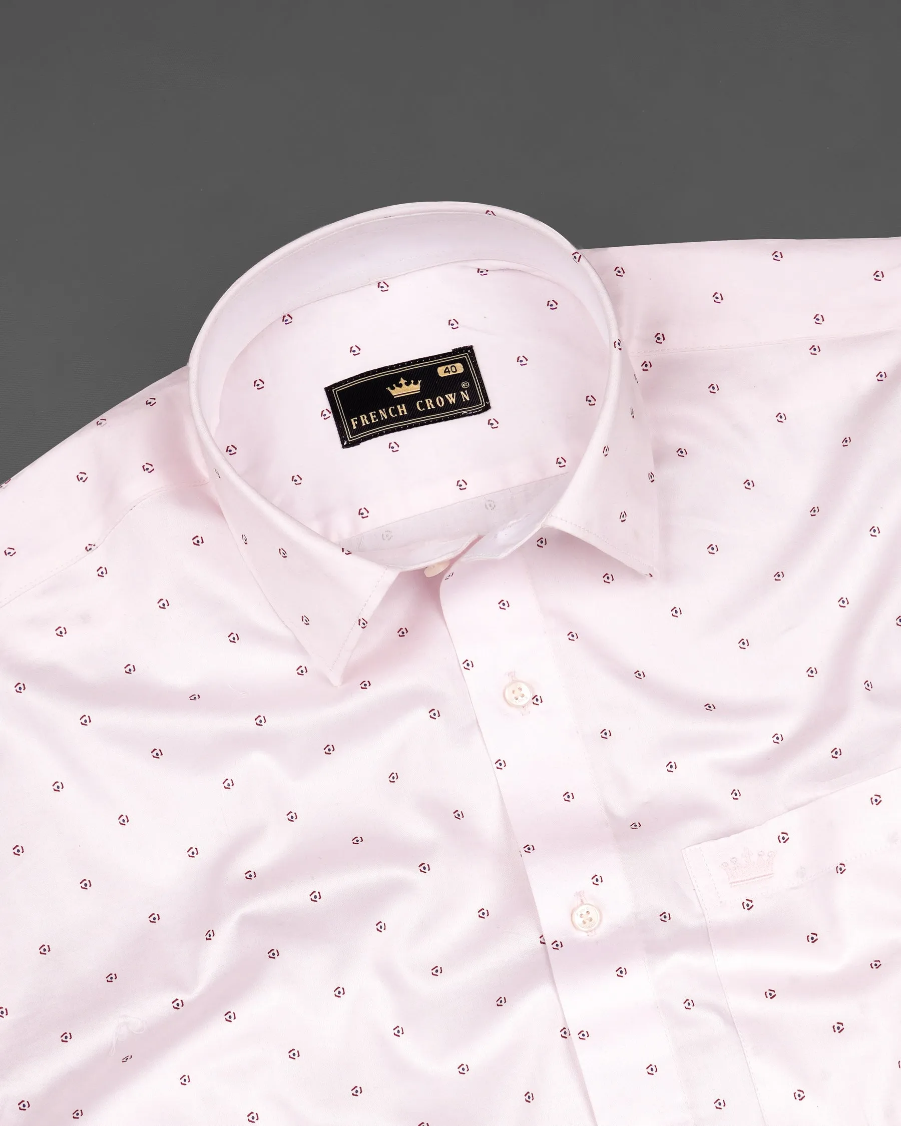 Porcelain Pink Printed Super Soft Premium Cotton Shirt sold by French Crown product image thumbnail 4
