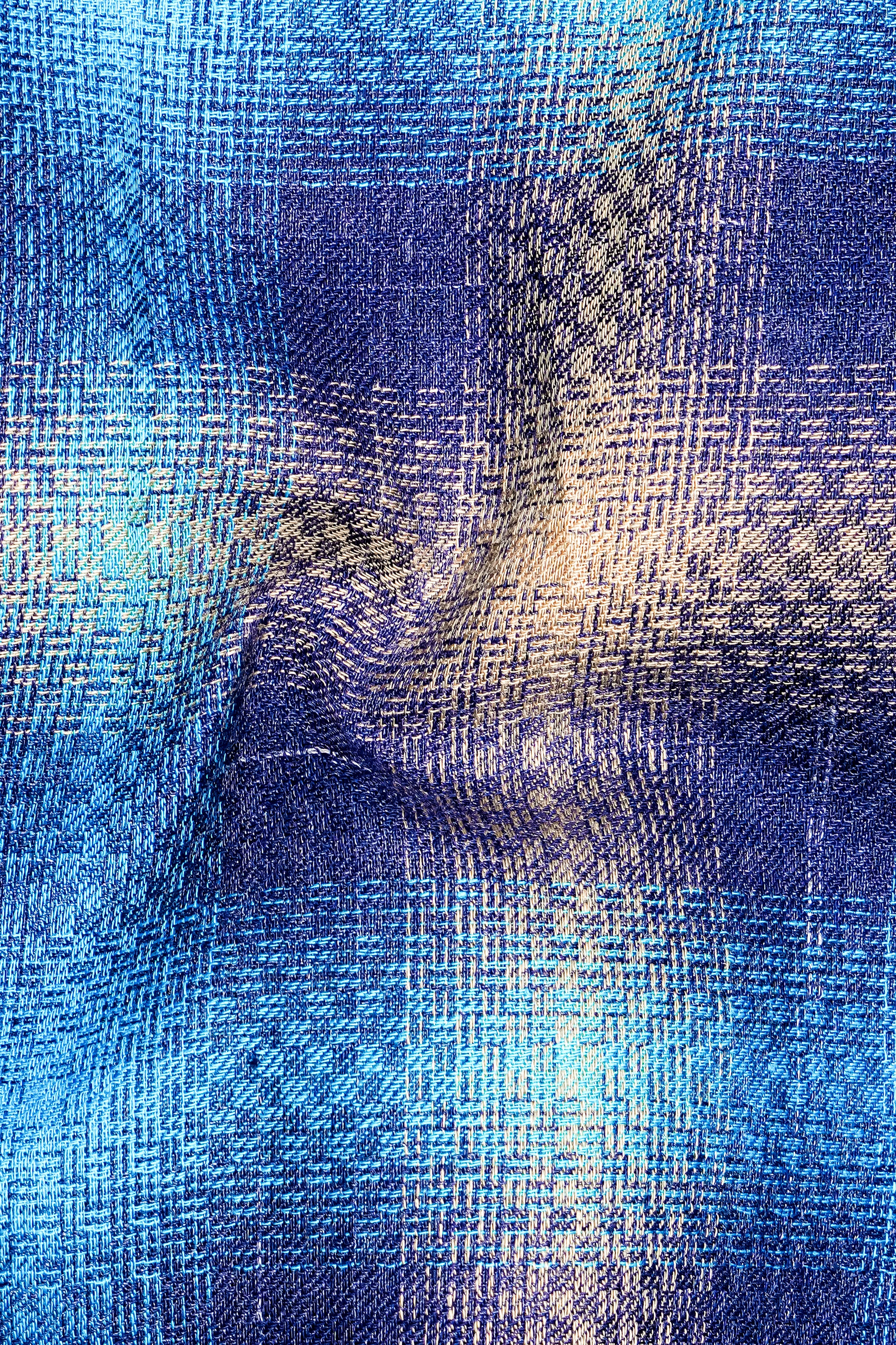 Picton Sky Blue Multicolour Block Pattern Dobby Premium Giza Cotton Designer Shirt sold by French Crown product image thumbnail 3