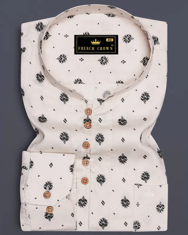 Merino Off White Twill Printed Kurta Shirt sold by French Crown