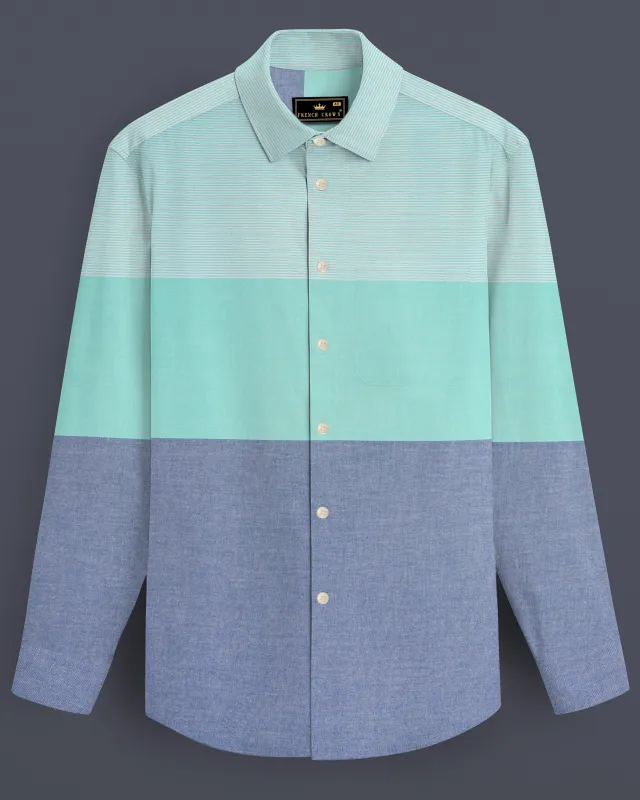 Manatee Gray with Scandal Aqua Green Royal Oxford Designer Shirt sold by French Crown