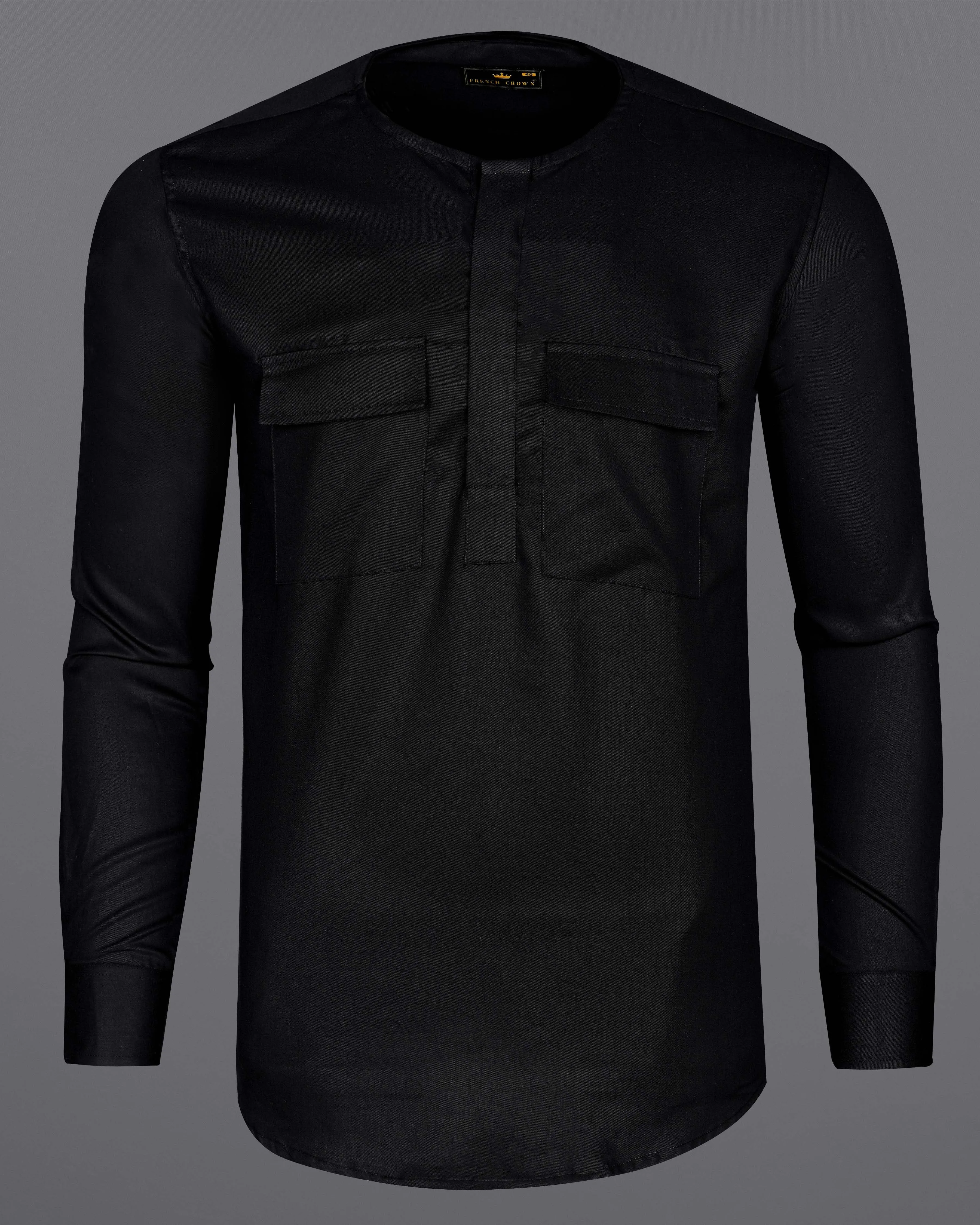 Jade Black Premium Tencel Designer Shirt sold by French Crown product image thumbnail 2