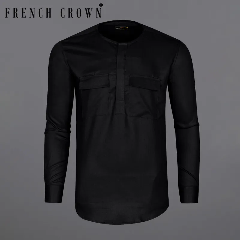 Jade Black Premium Tencel Designer Shirt sold by French Crown