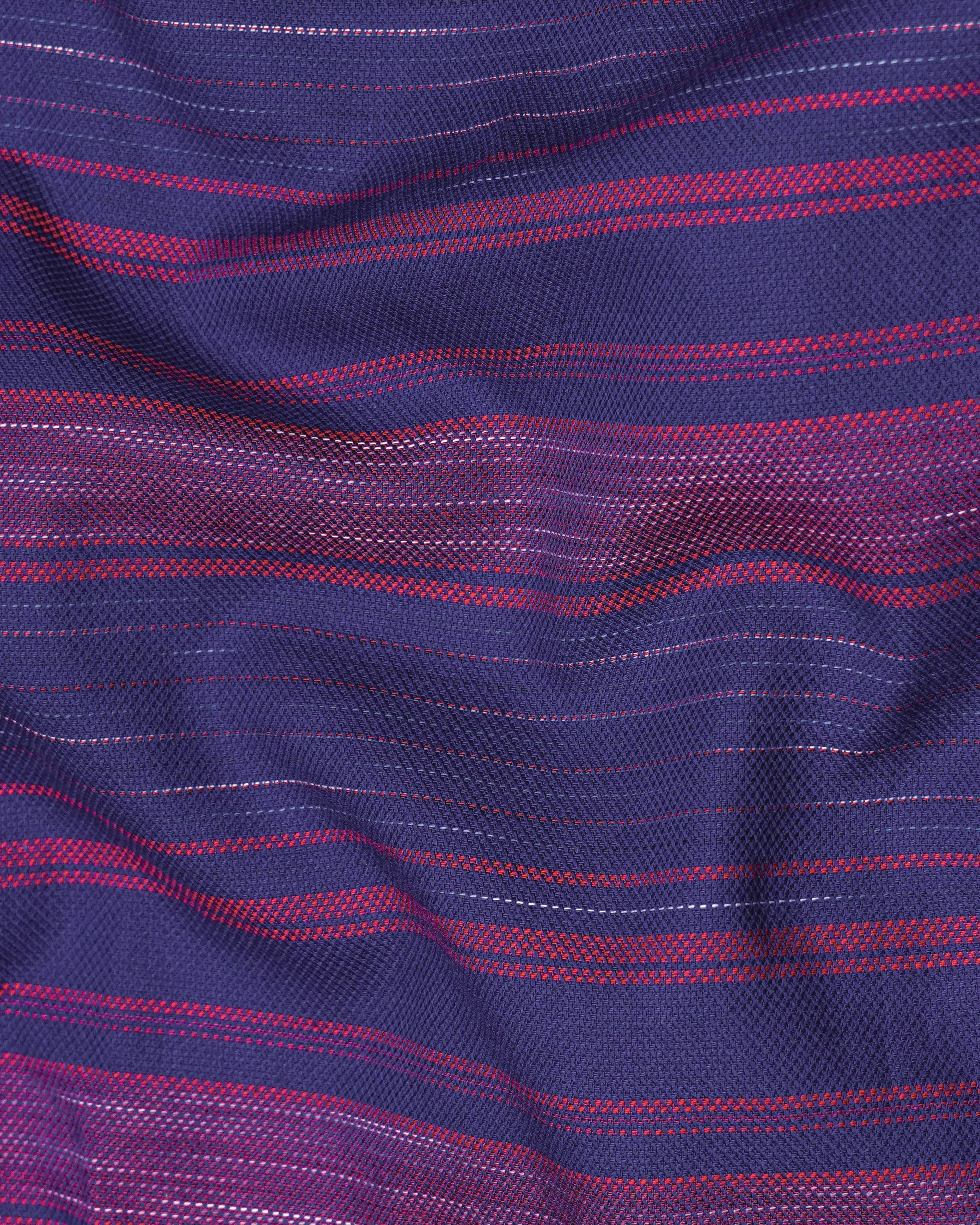 Jacarta Blue with Vin Rouge Pink Striped Dobby Textured Premium Giza Cotton Shirt sold by French Crown product image thumbnail 2