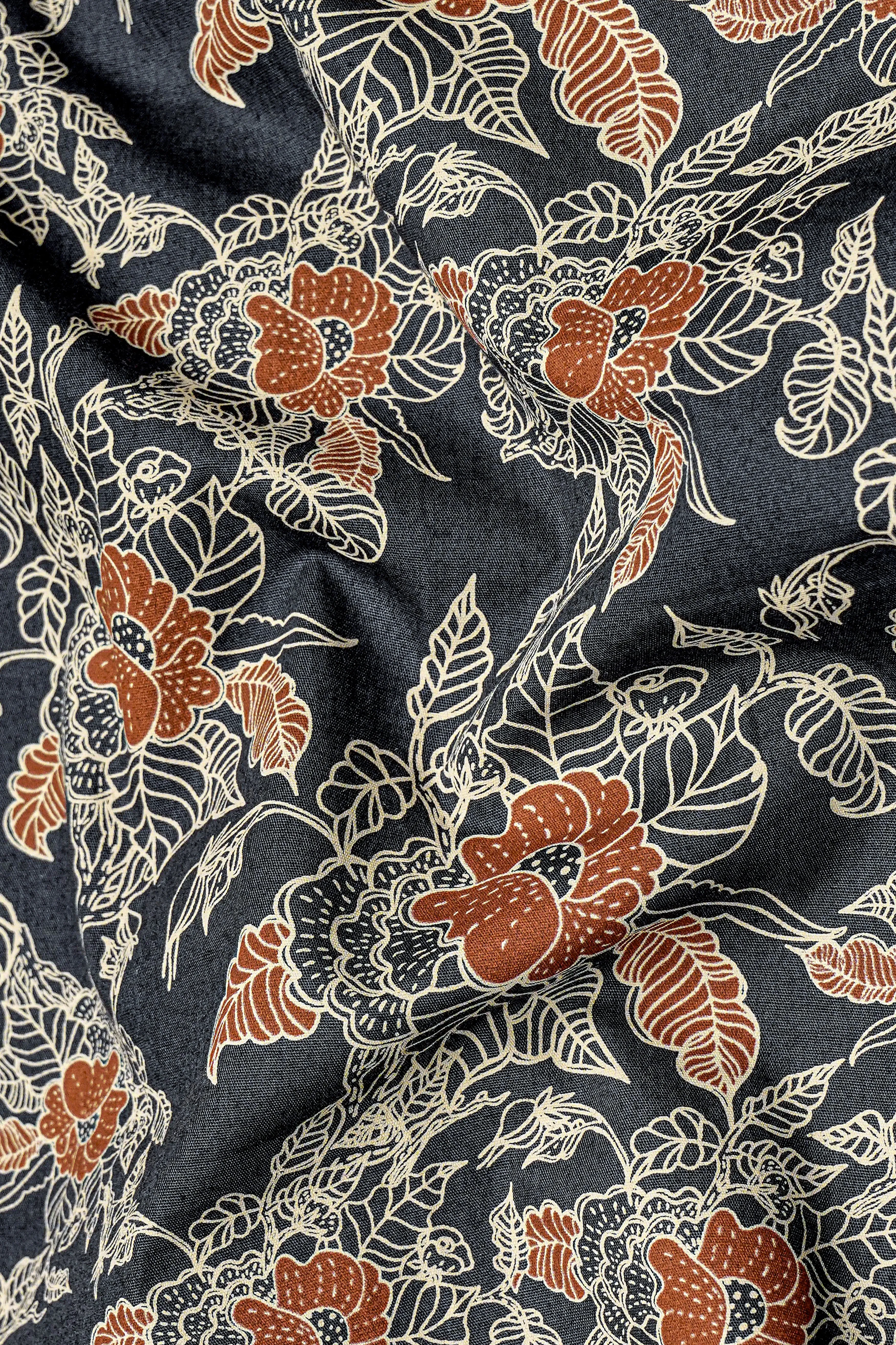 Iridium Gray Floral Printed Premium Cotton Shirt sold by French Crown product image thumbnail 3