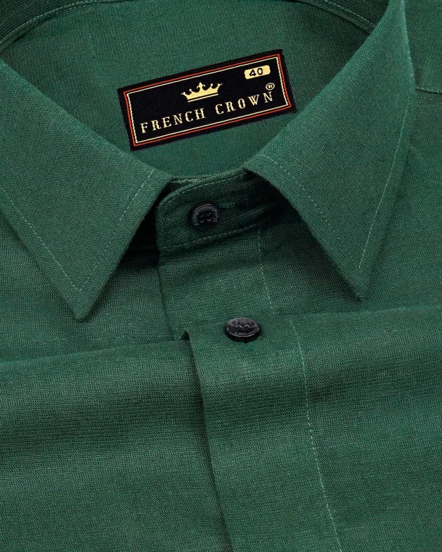 Everglade Green Luxurious Linen Shirt sold by French Crown