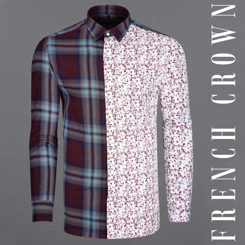 Eclipse Wine with Ditsy Printed Twill Premium Cotton Designer Shirt sold by French Crown