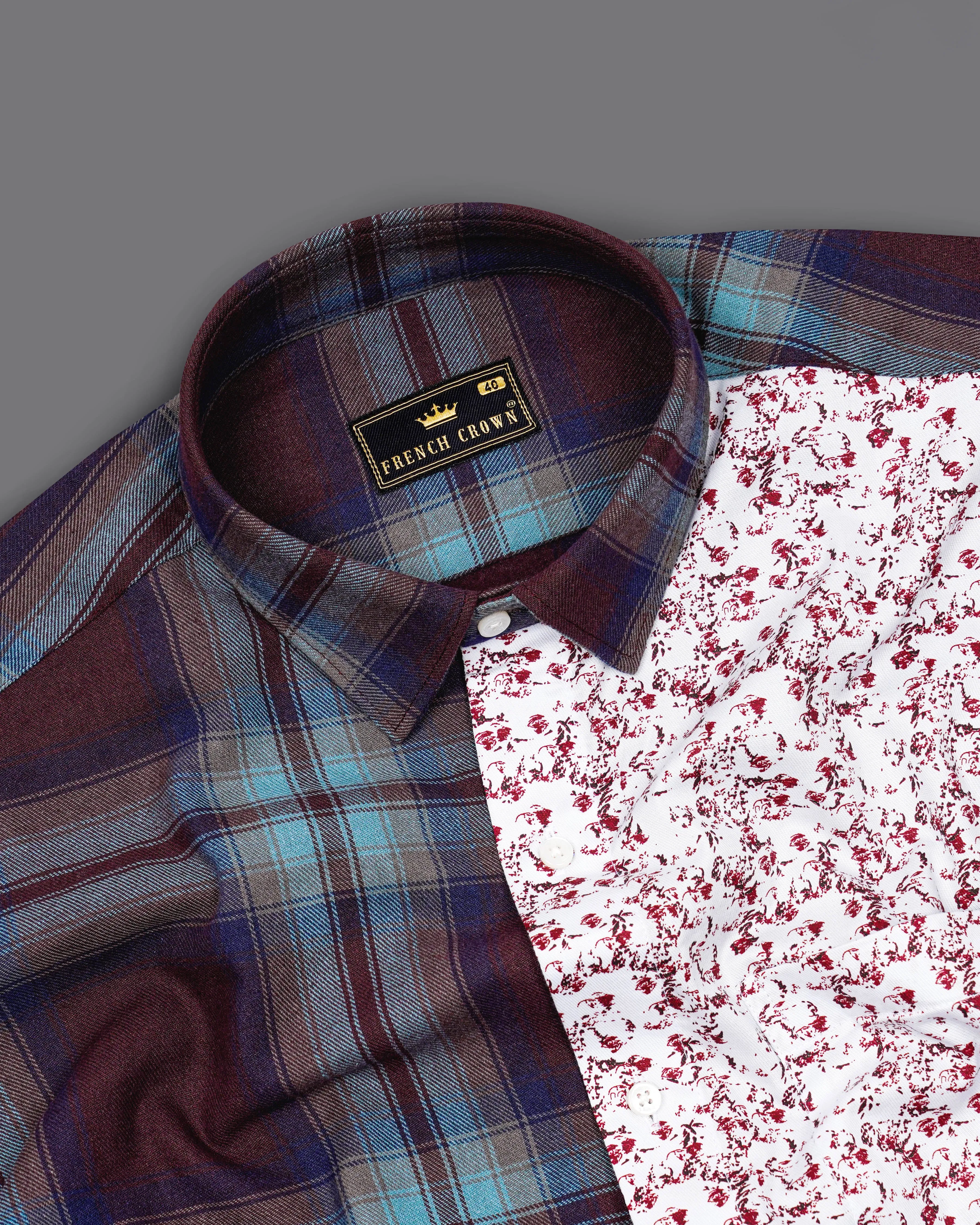 Eclipse Wine with Ditsy Printed Twill Premium Cotton Designer Shirt sold by French Crown product image thumbnail 5