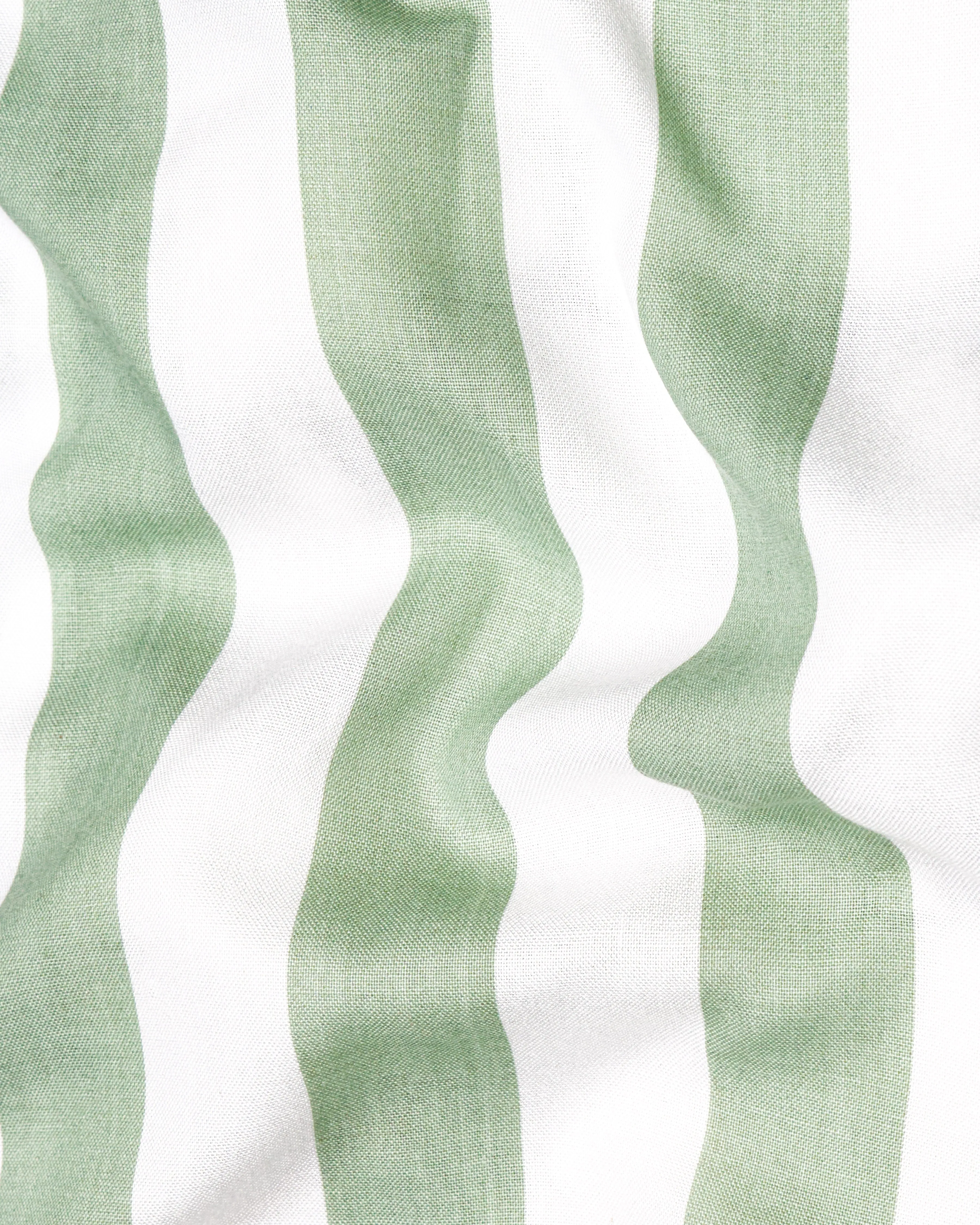 Coriander Green with Bright White Striped Premium Tencel Shirt sold by French Crown product image thumbnail 3