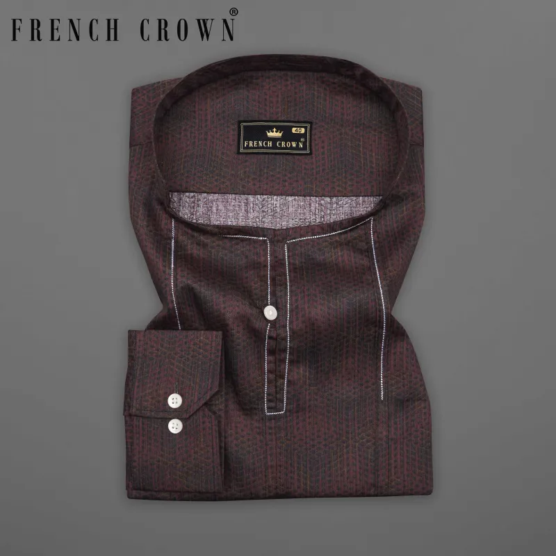 Congo Brown Subtle Checkered Super Soft Premium Cotton Designer Kurta Shirt sold by French Crown