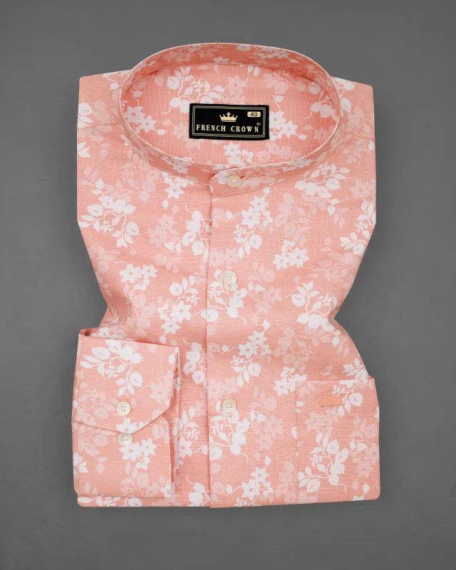 Cashmere Peach Ditsy Luxurious Linen Shirt sold by French Crown