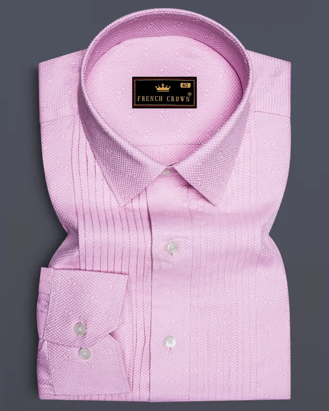 Carousel Pink Snake Dobby Textured Premium Giza Cotton Tuxedo Shirt sold by French Crown
