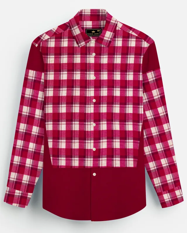 Cardinal Red and White Checked Dobby Textured Premium Giza Cotton Designer Shirt sold by French Crown