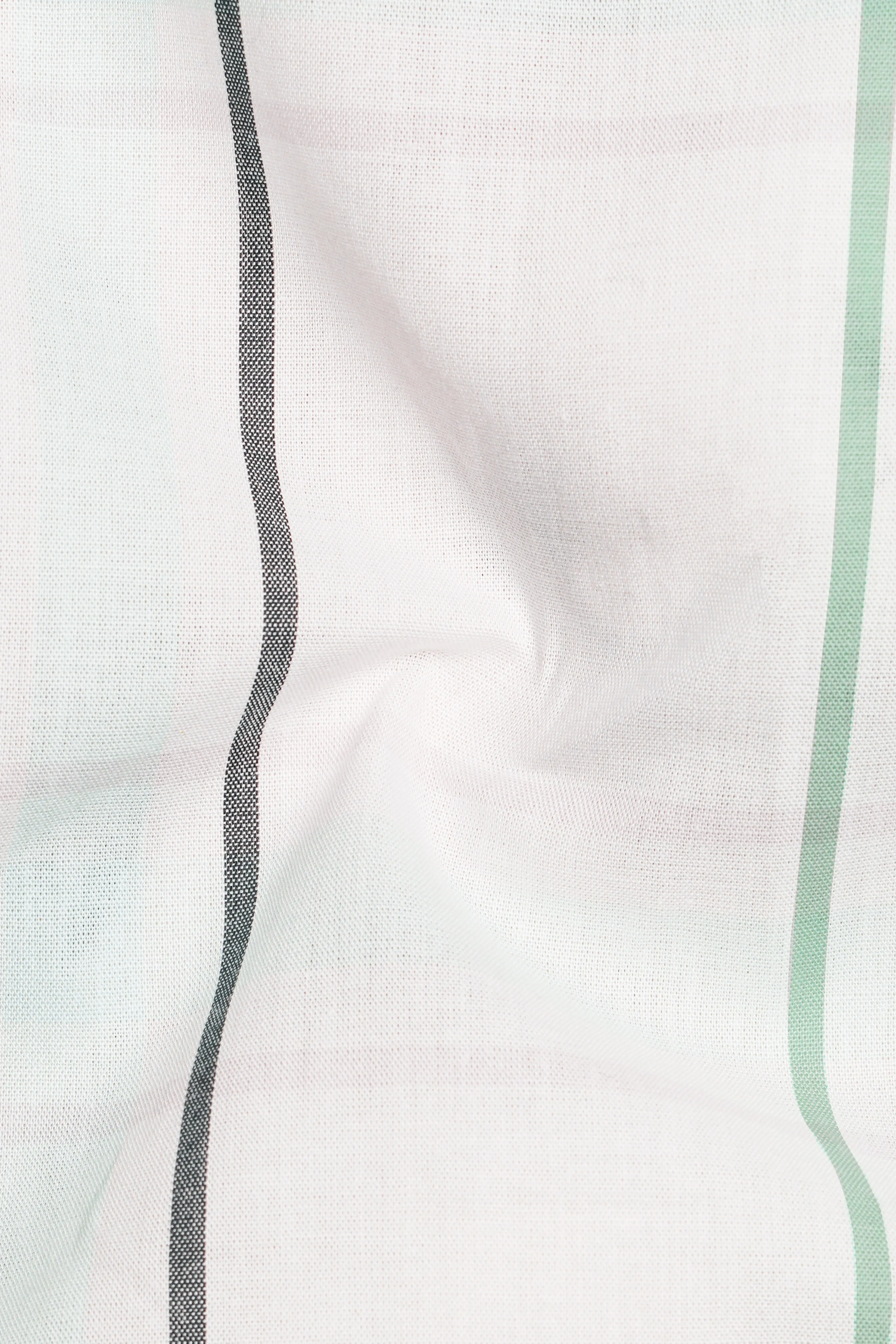 Bright White with Cruise Green Plaid and Striped Premium Cotton Kurta Shirt sold by French Crown product image thumbnail 3