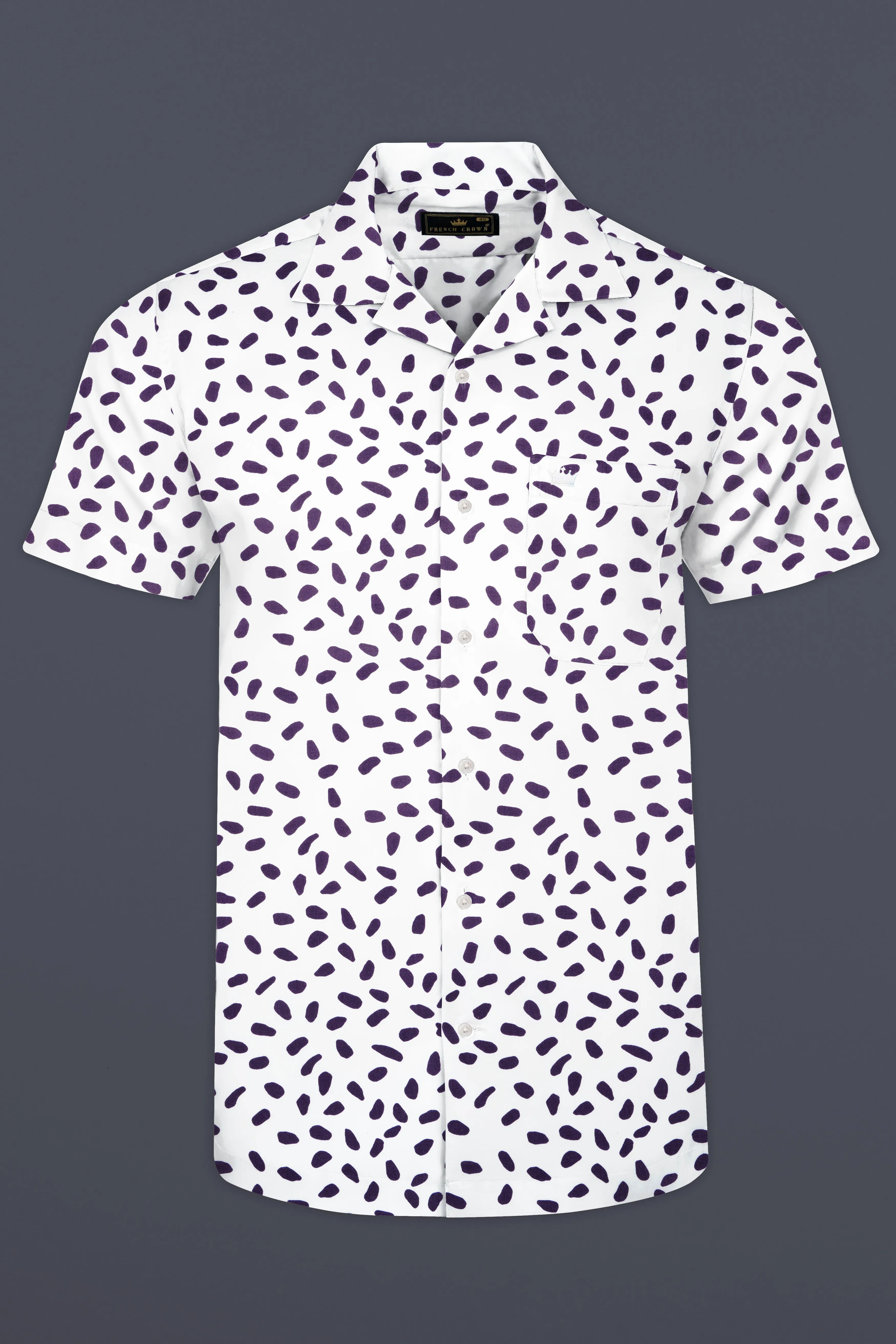 Bright White with Byzantium Purple Printed Premium Cotton Shirt sold by French Crown product image thumbnail 2