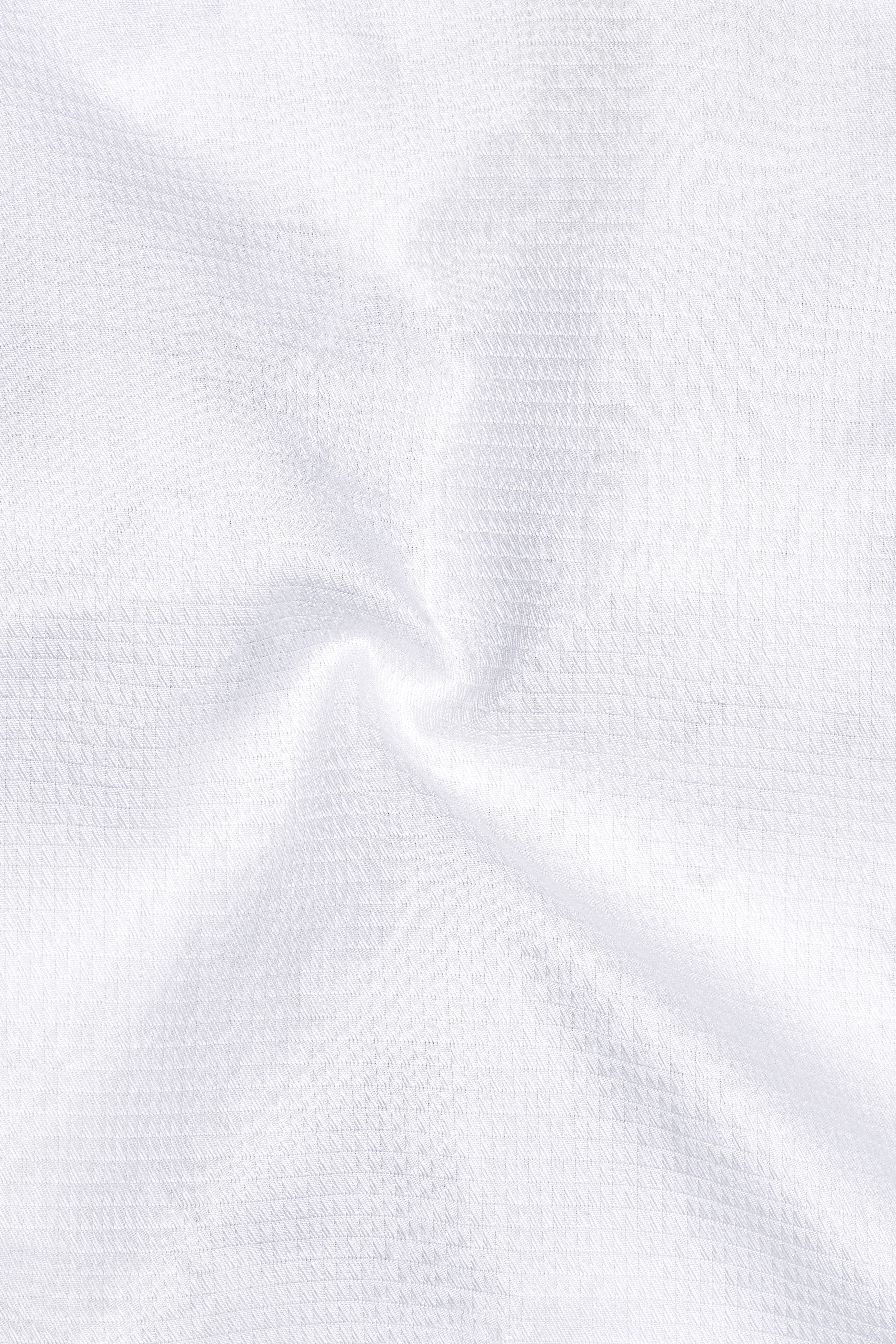 Bright White with Blue Patch Work Dobby Textured Giza Cotton Designer Shirt sold by French Crown product image thumbnail 3