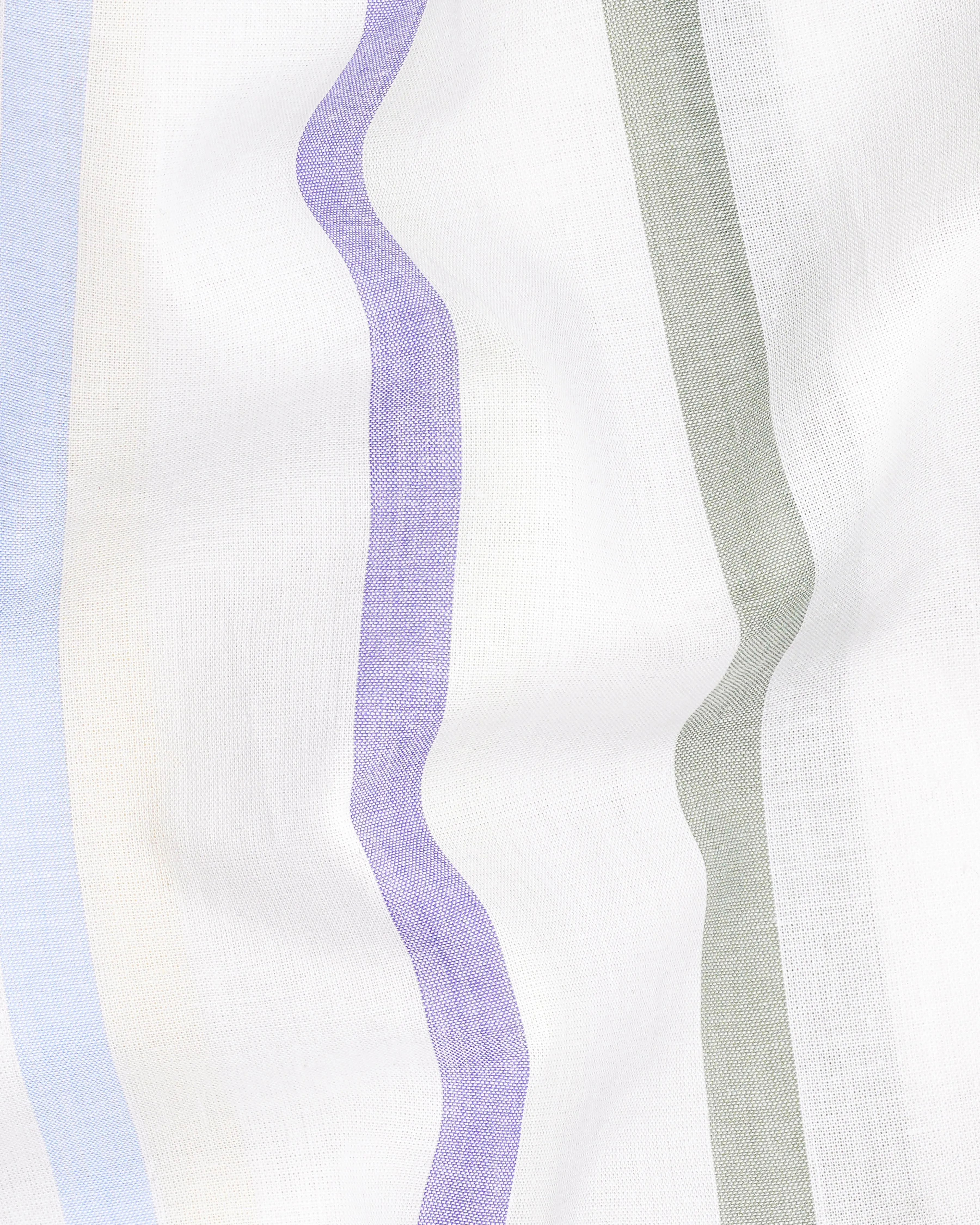 Bright White Multicolour Striped Premium Cotton Kurta Shirt sold by French Crown product image thumbnail 3