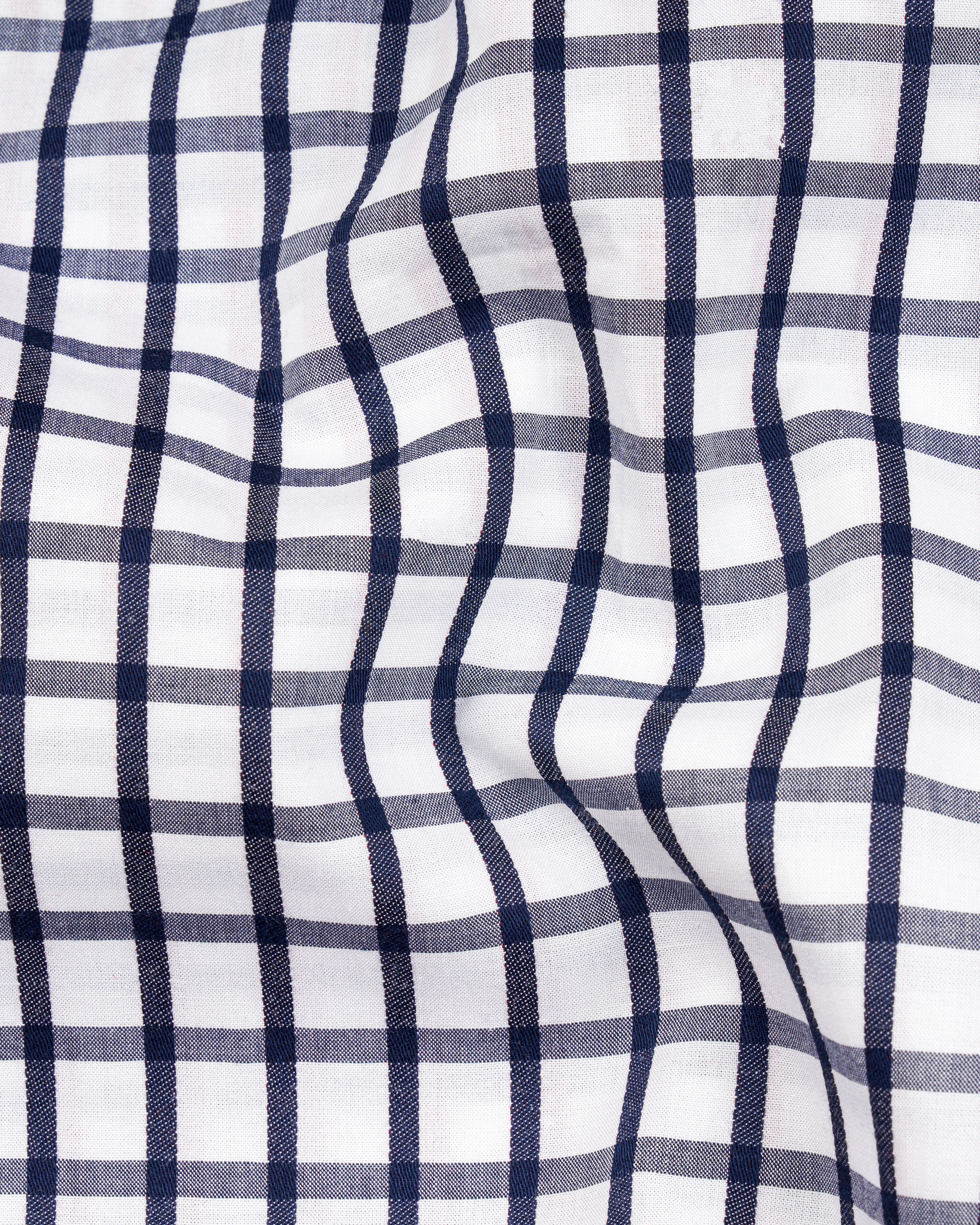 Bright White and Ebony Clay Blue Gingham Dobby Textured Premium Giza Cotton Shirt sold by French Crown product image thumbnail 2