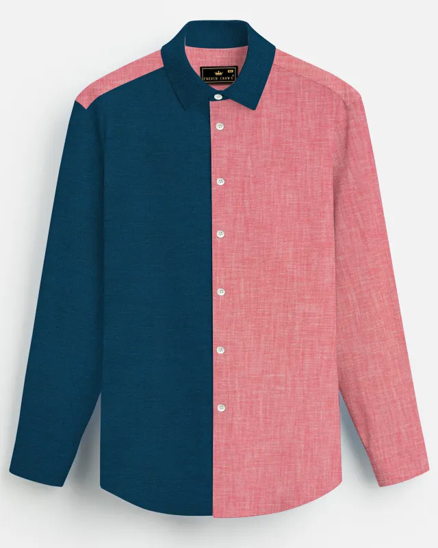 Sherpa Sea Blue and Cranberry Pink Royal Oxford Designer Shirt sold by French Crown