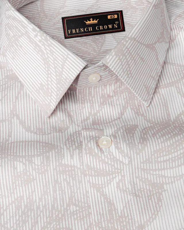 Pale Slate Brown and White Floral Printed Premium Cotton Shirt sold by French Crown