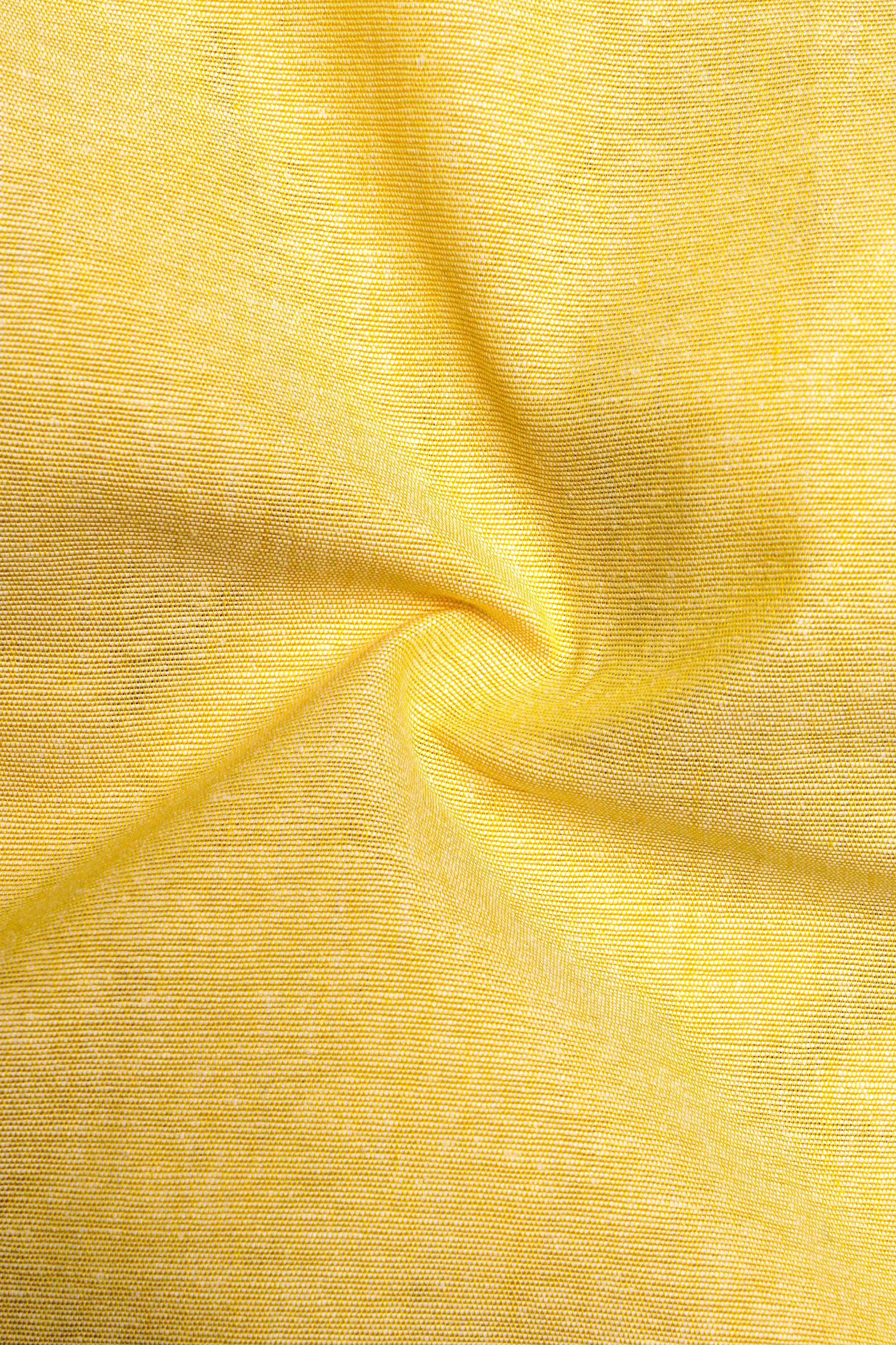 Moccasin Yellow Floral Patched Royal Oxford Designer Shirt sold by French Crown product image thumbnail 3