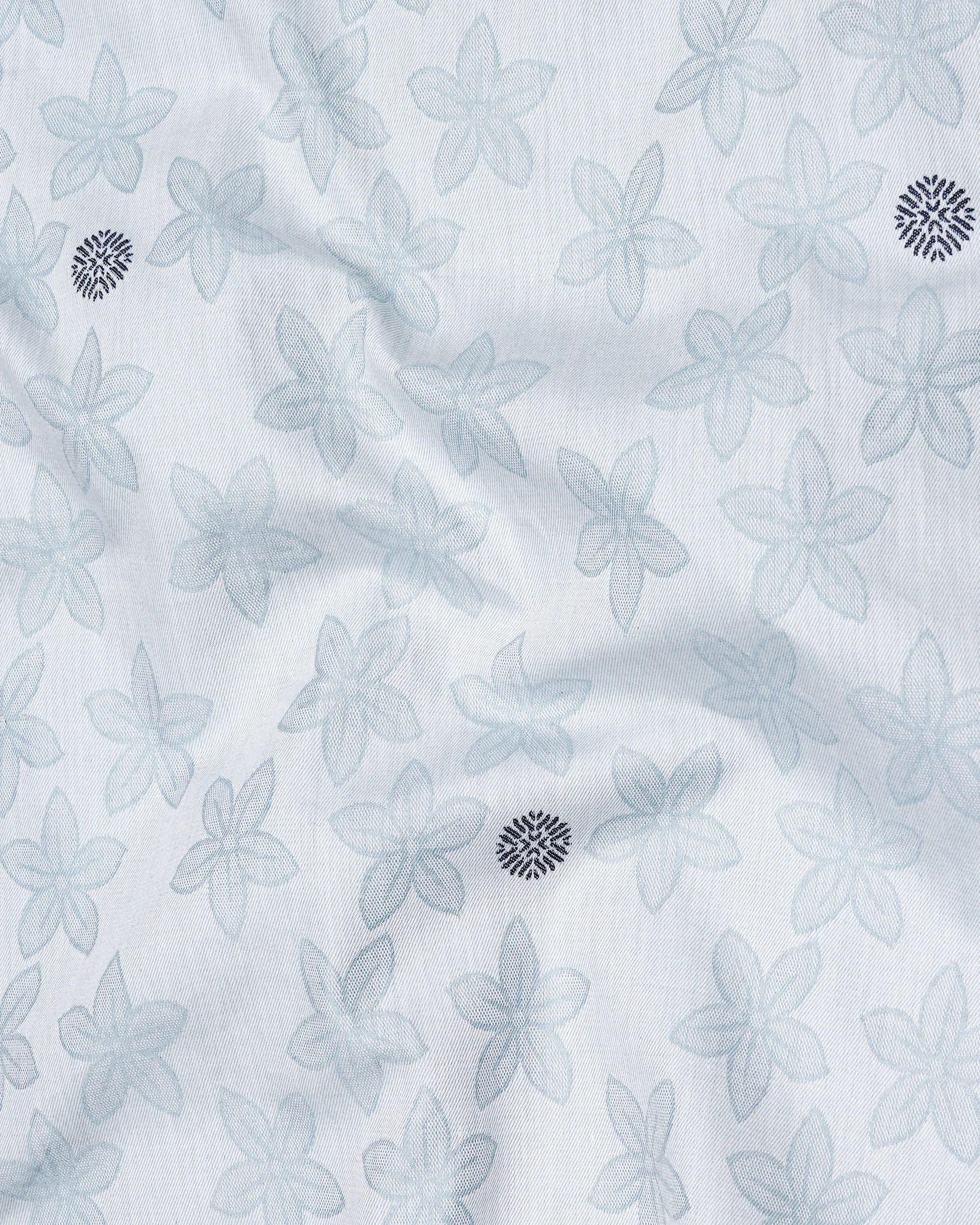 Mischka Blue Floral Jacquard Textured Premium Giza Cotton Shirt sold by French Crown product image thumbnail 2