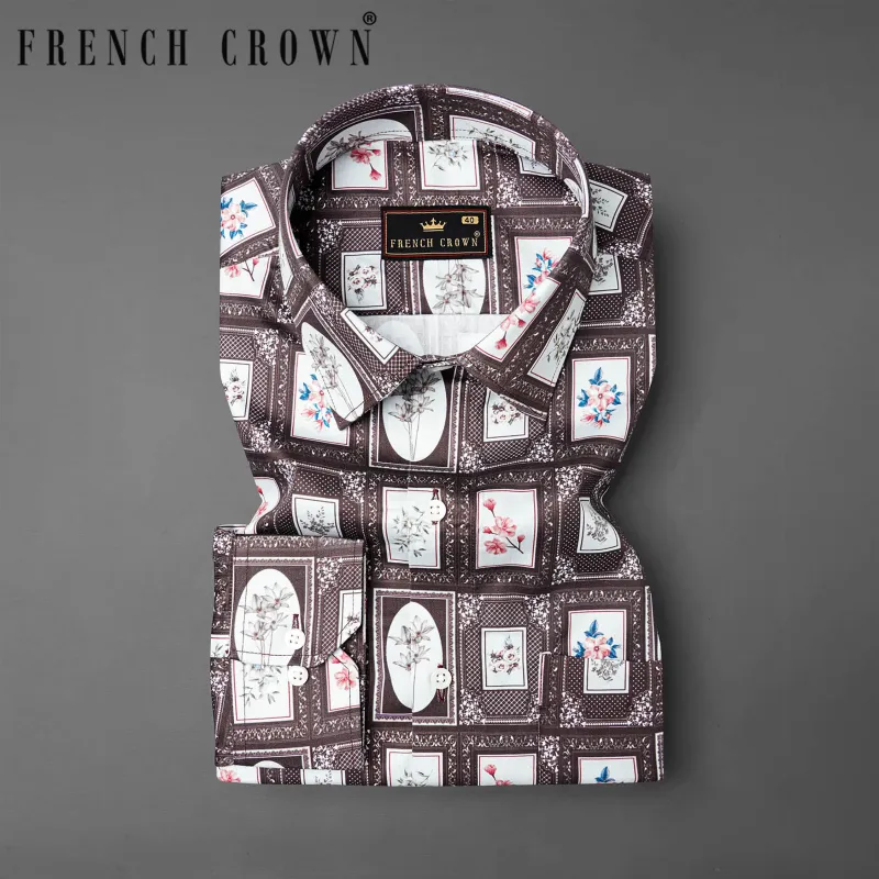 Matterhorn Brown Frame Printed Super Soft Premium Cotton Shirt sold by French Crown