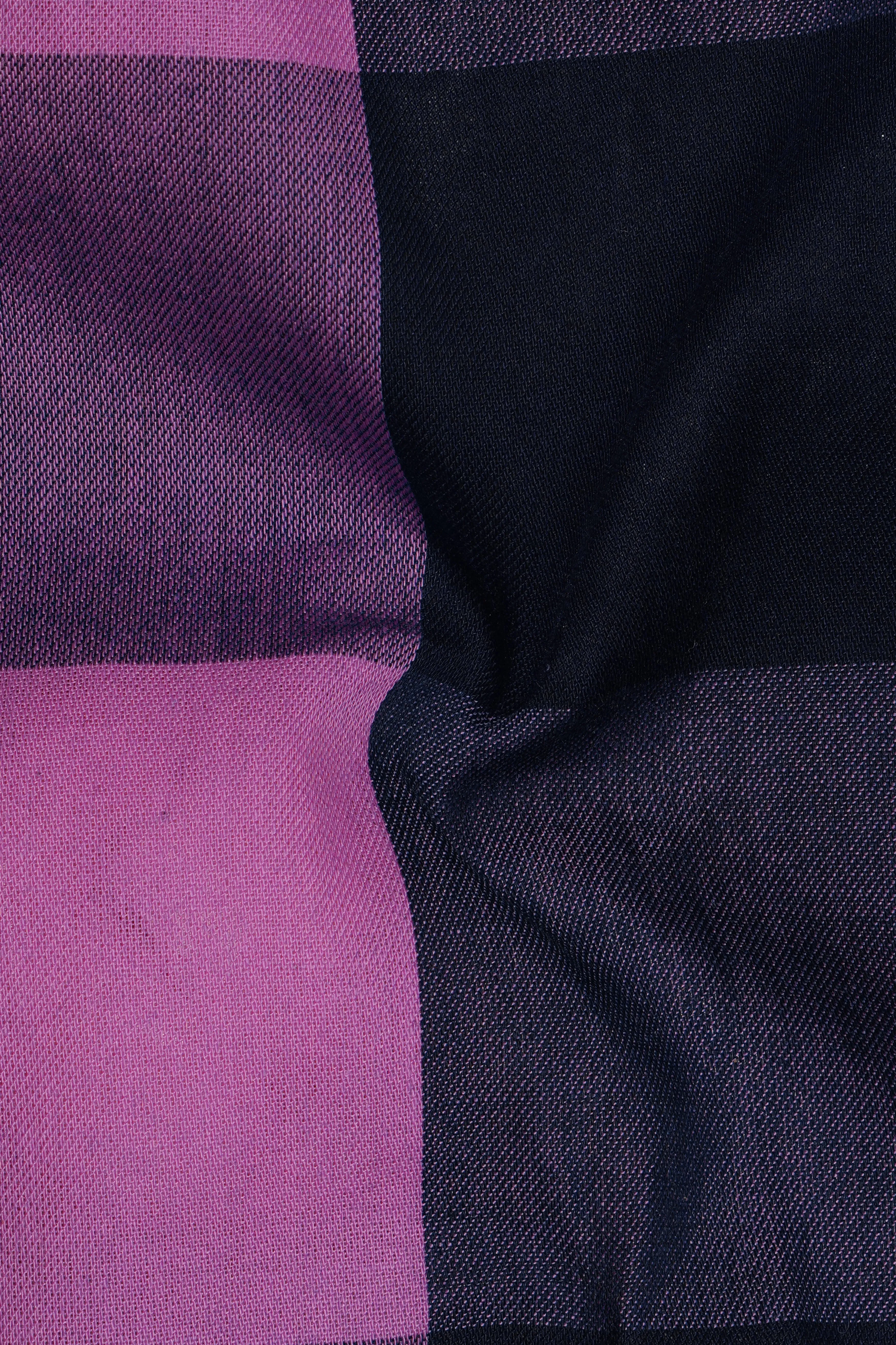 Light Thulian Pink with Bleached Cedar Blue Checked Royal Oxford Shirt sold by French Crown product image thumbnail 3