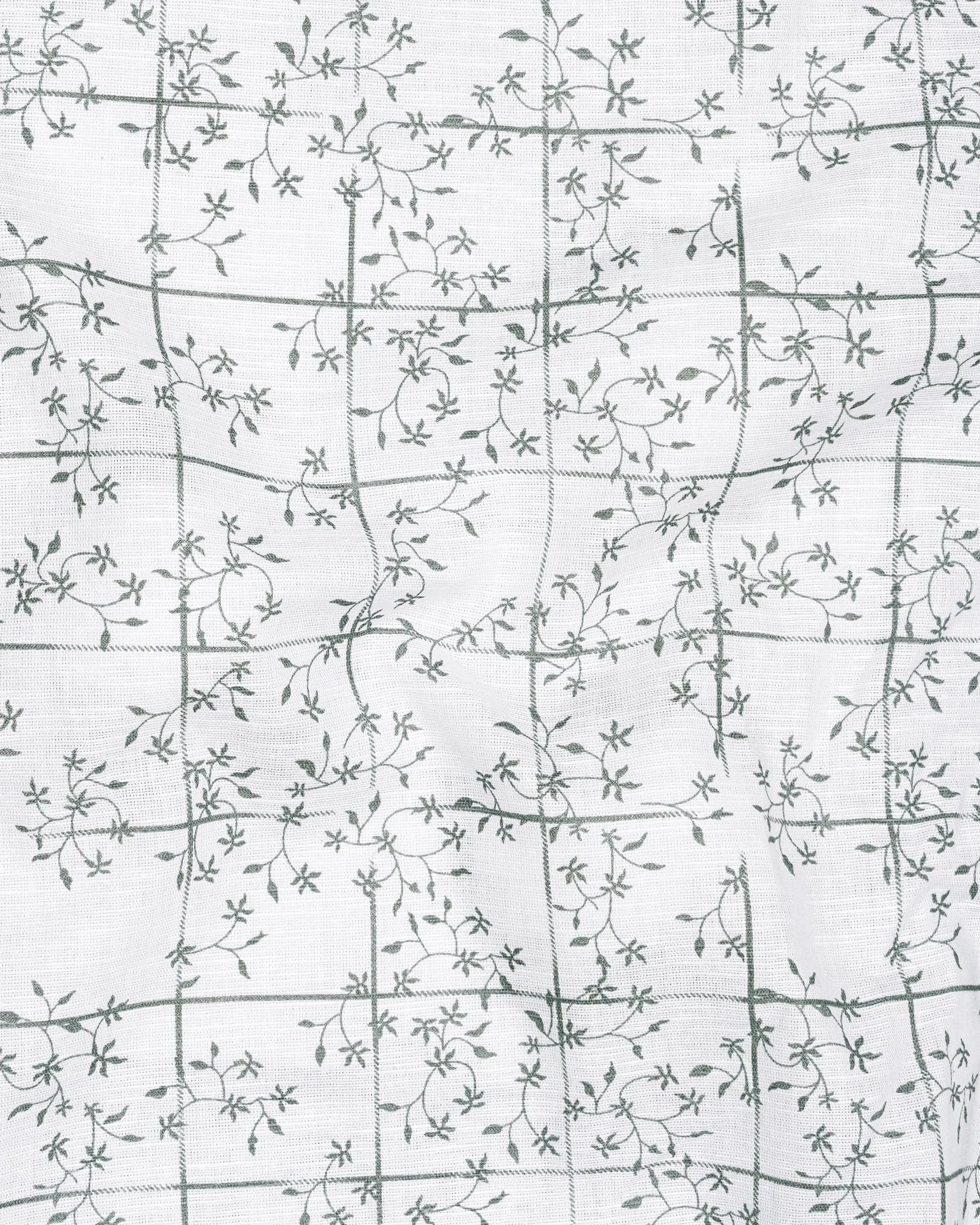 Bright White Windowpane Luxurious Linen Shirt sold by French Crown product image thumbnail 2