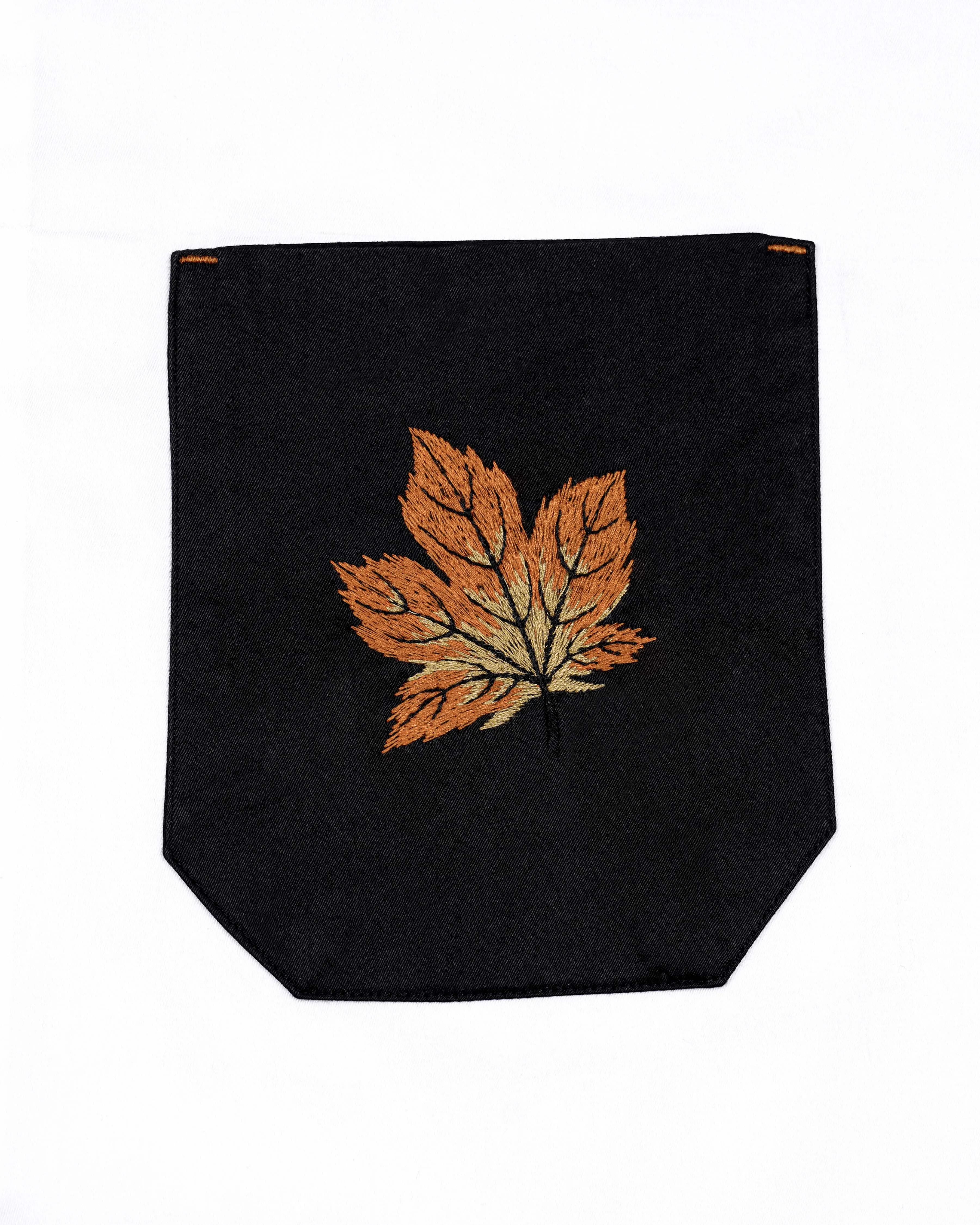 Bright White Subtle Sheen with Black Pocket and Leaves Embroidered Super Soft Premium Cotton Shirt sold by French Crown product image thumbnail 3