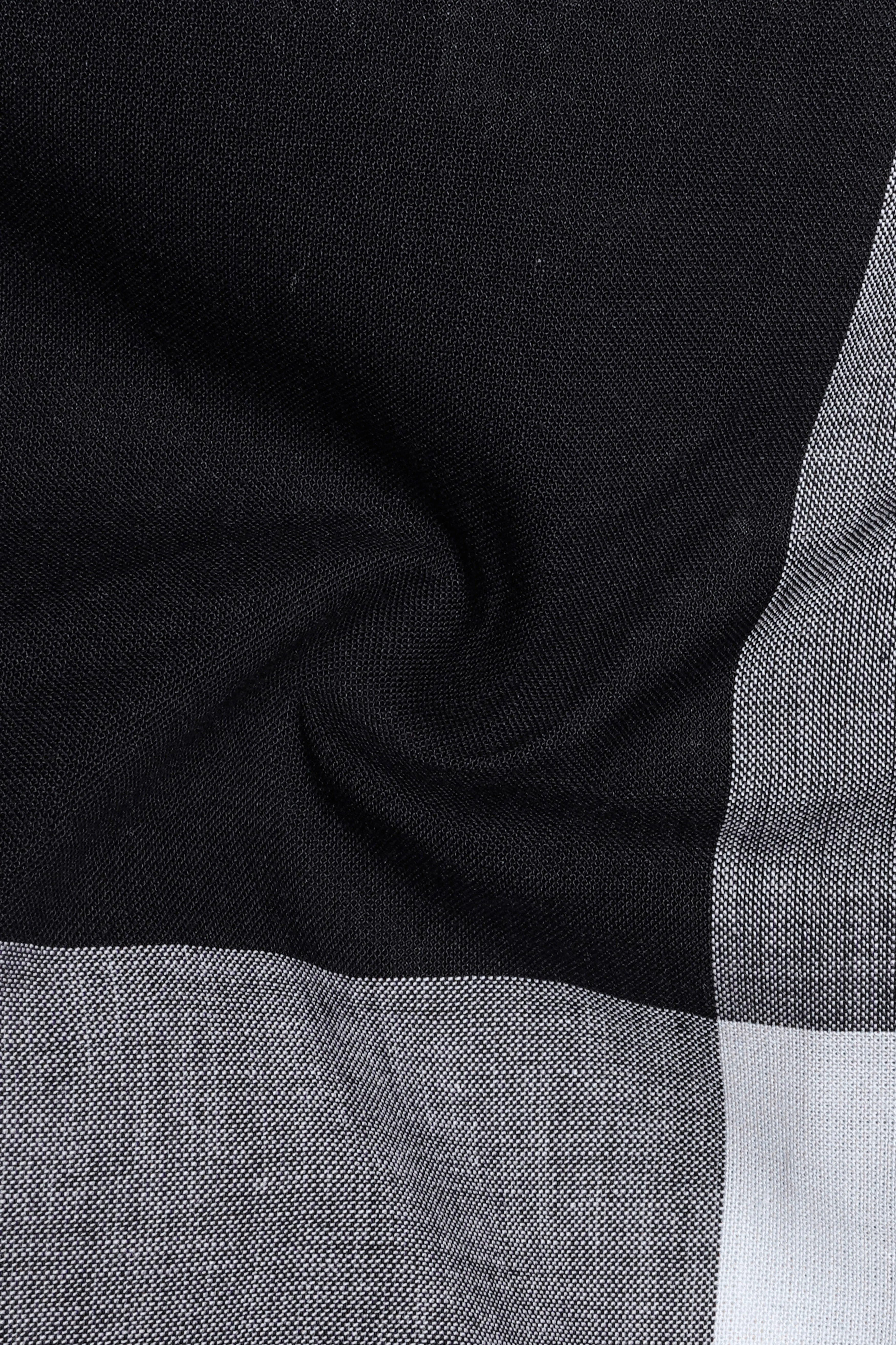 Bright White and Black Plaid Premium Cotton Shirt sold by French Crown product image thumbnail 3