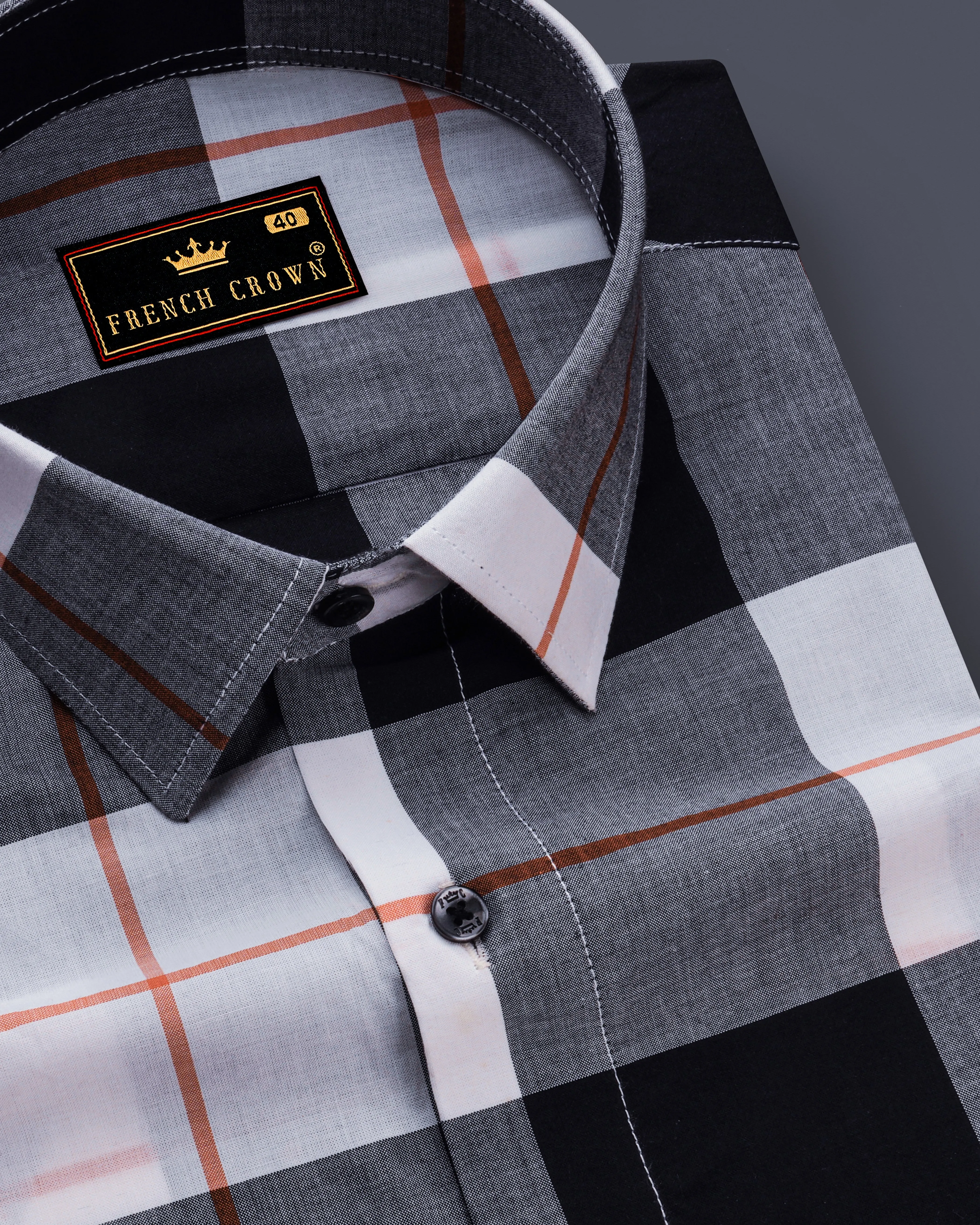 Bright White and Black Plaid Premium Cotton Shirt sold by French Crown