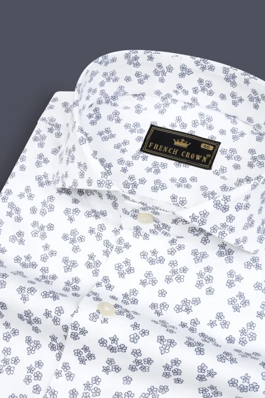 White and Kimberly Floral Super Soft Premium Cotton Shirt sold by French Crown