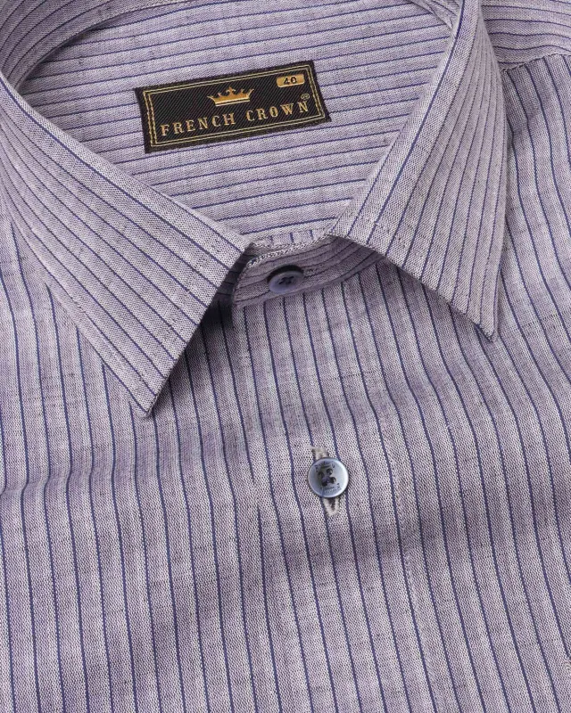 Venus Purple Pinstriped Luxurious Linen Shirt sold by French Crown