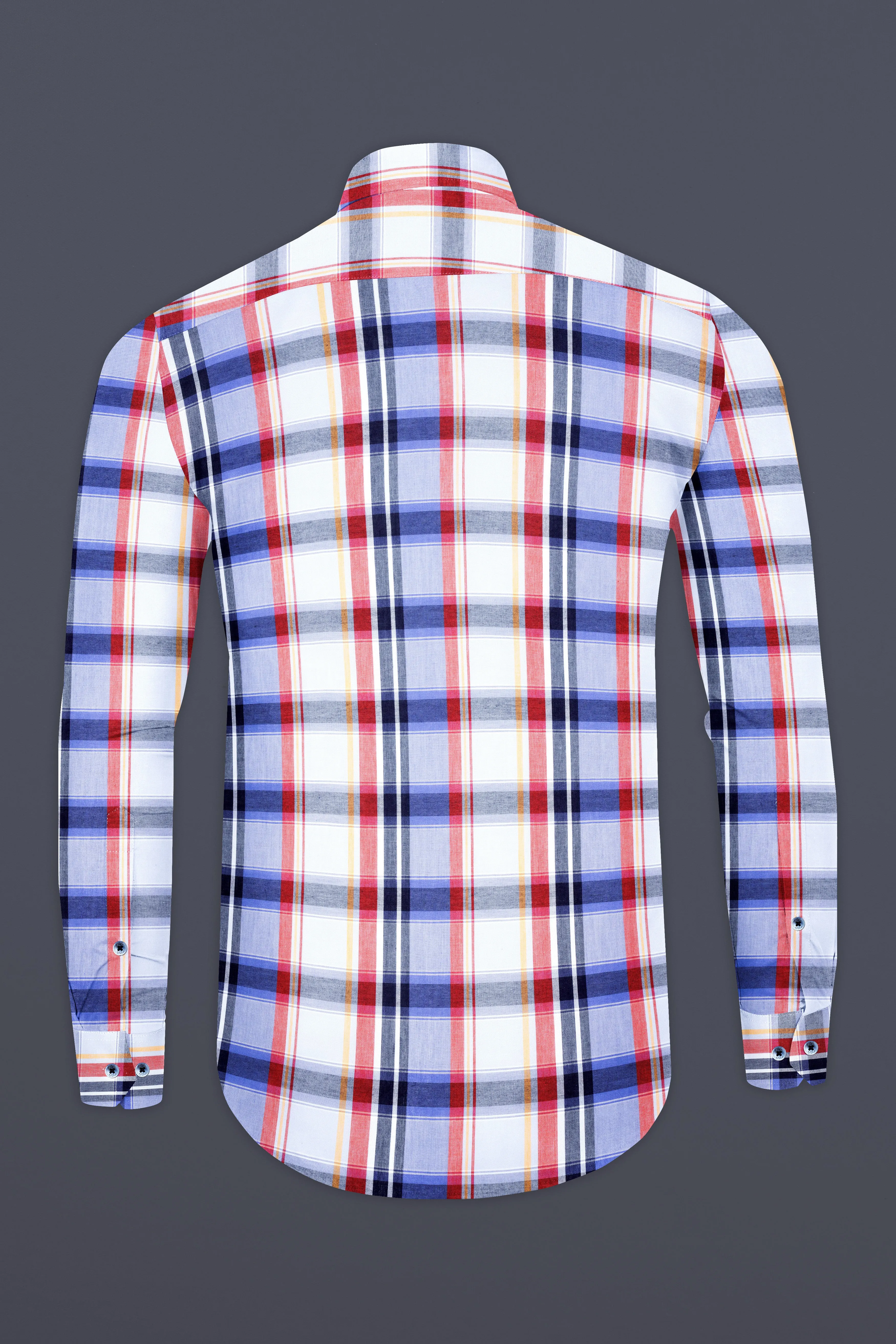 Venus Gray and Moonstone Blue Multicolor Plaid Premium Cotton Shirt sold by French Crown product image thumbnail 5