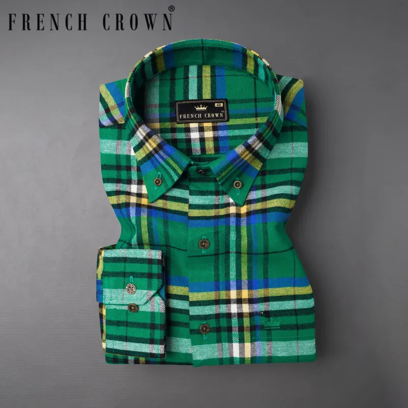 Tropical Rain Green Plaid Flannel Shirt sold by French Crown