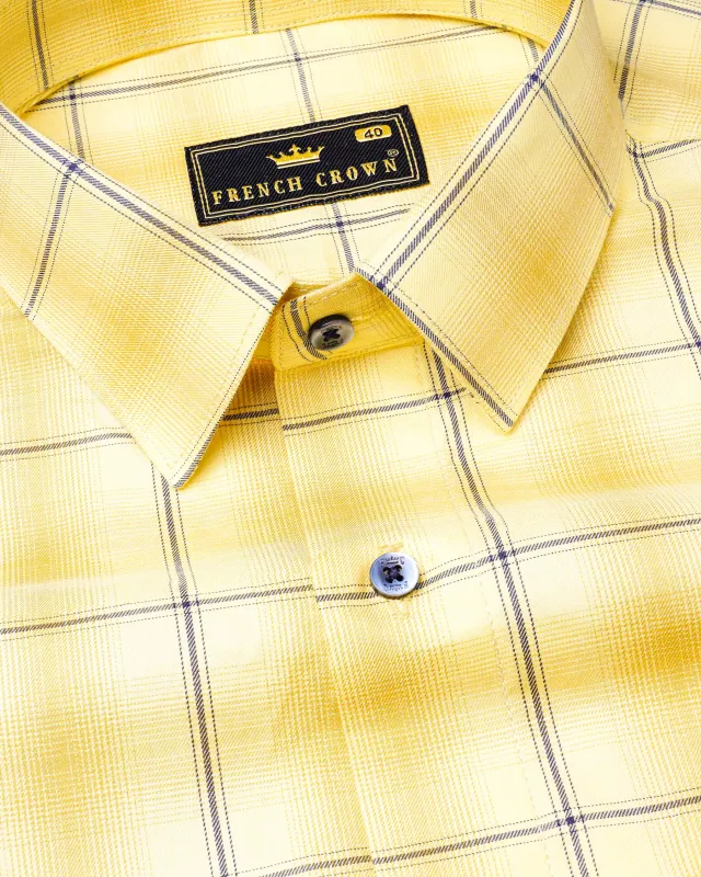 Ronchi Brown Windowpane Twill Premium Cotton Shirt sold by French Crown