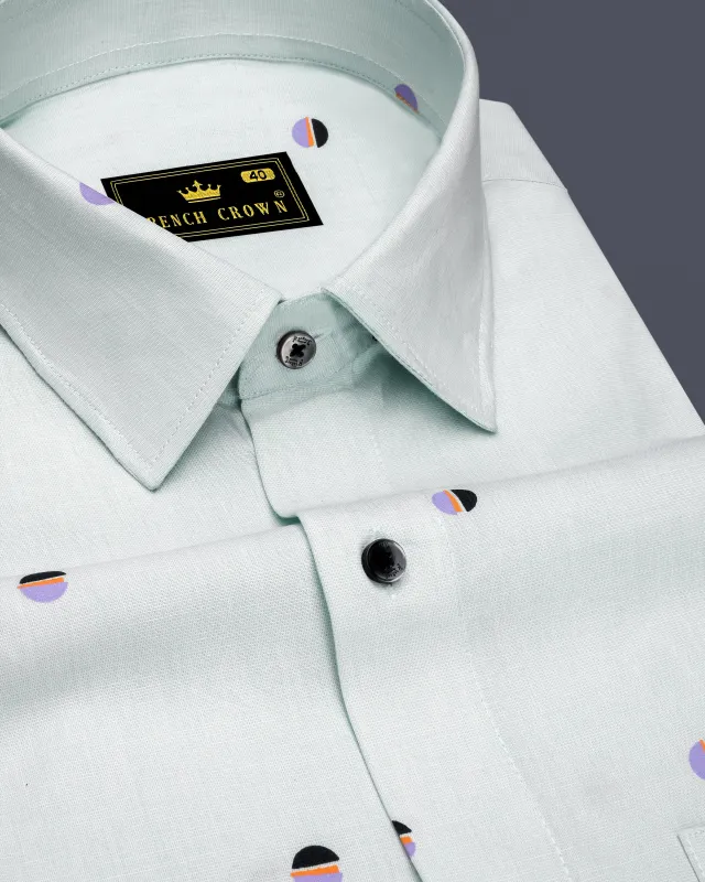 Polar Green and Amethyst Violet Circle Printed Premium Cotton Shirt sold by French Crown