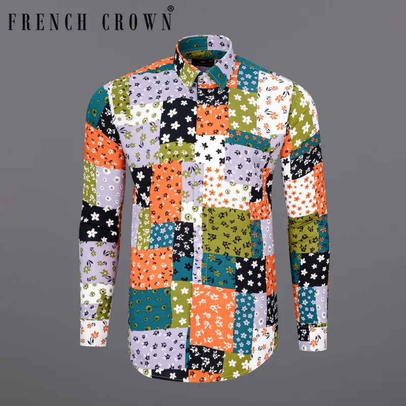 Multicolour Floral Printed Premium Tencel Shirt sold by French Crown