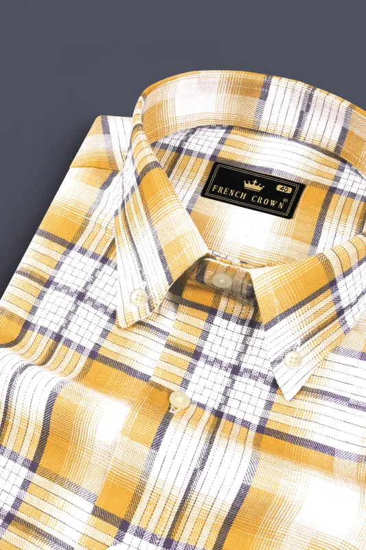 Minsk Brown Twill Plaid Premium Cotton Shirt sold by French Crown