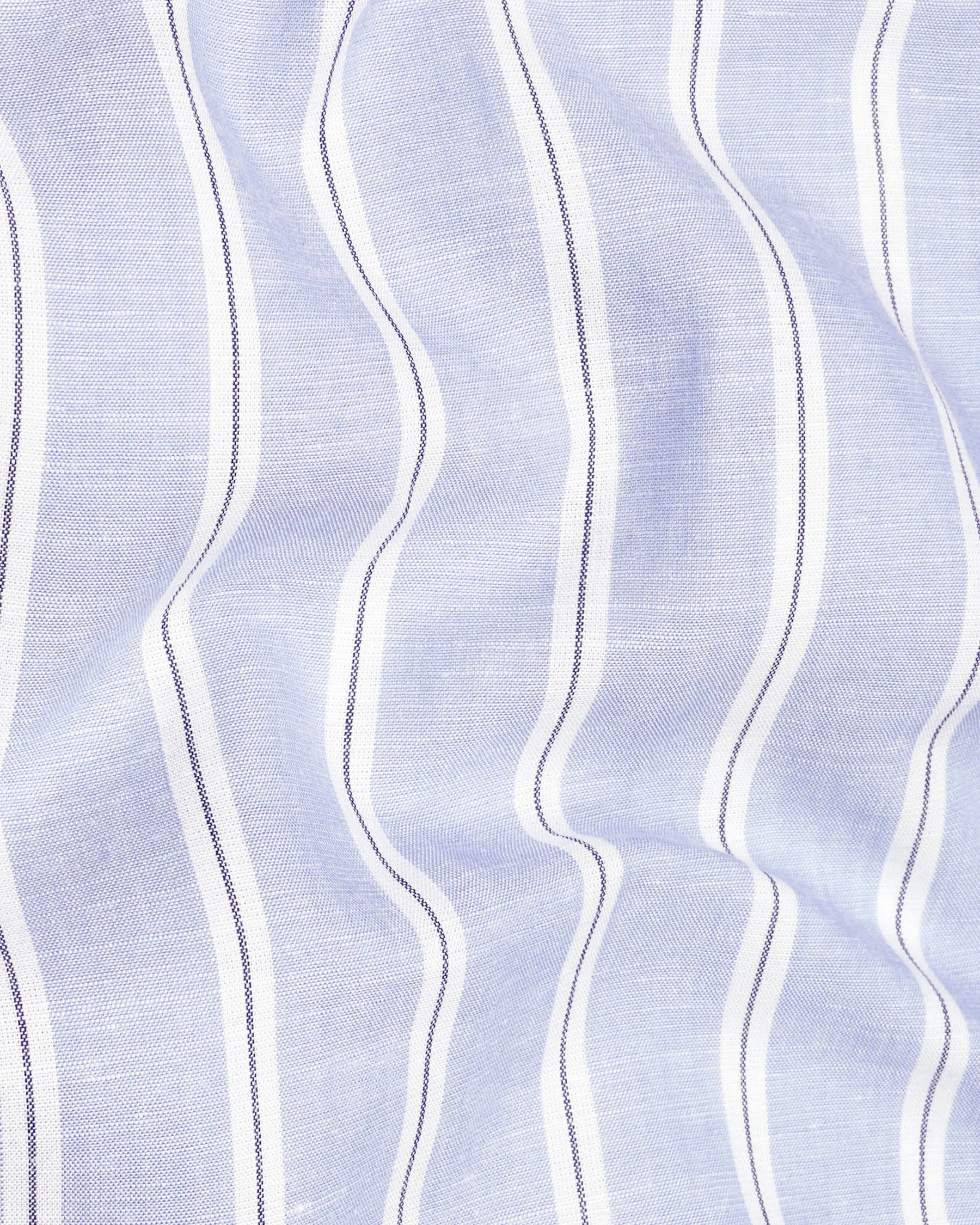 Mercury Blue with White Vertical Striped Twill Premium Cotton Shirt sold by French Crown product image thumbnail 2
