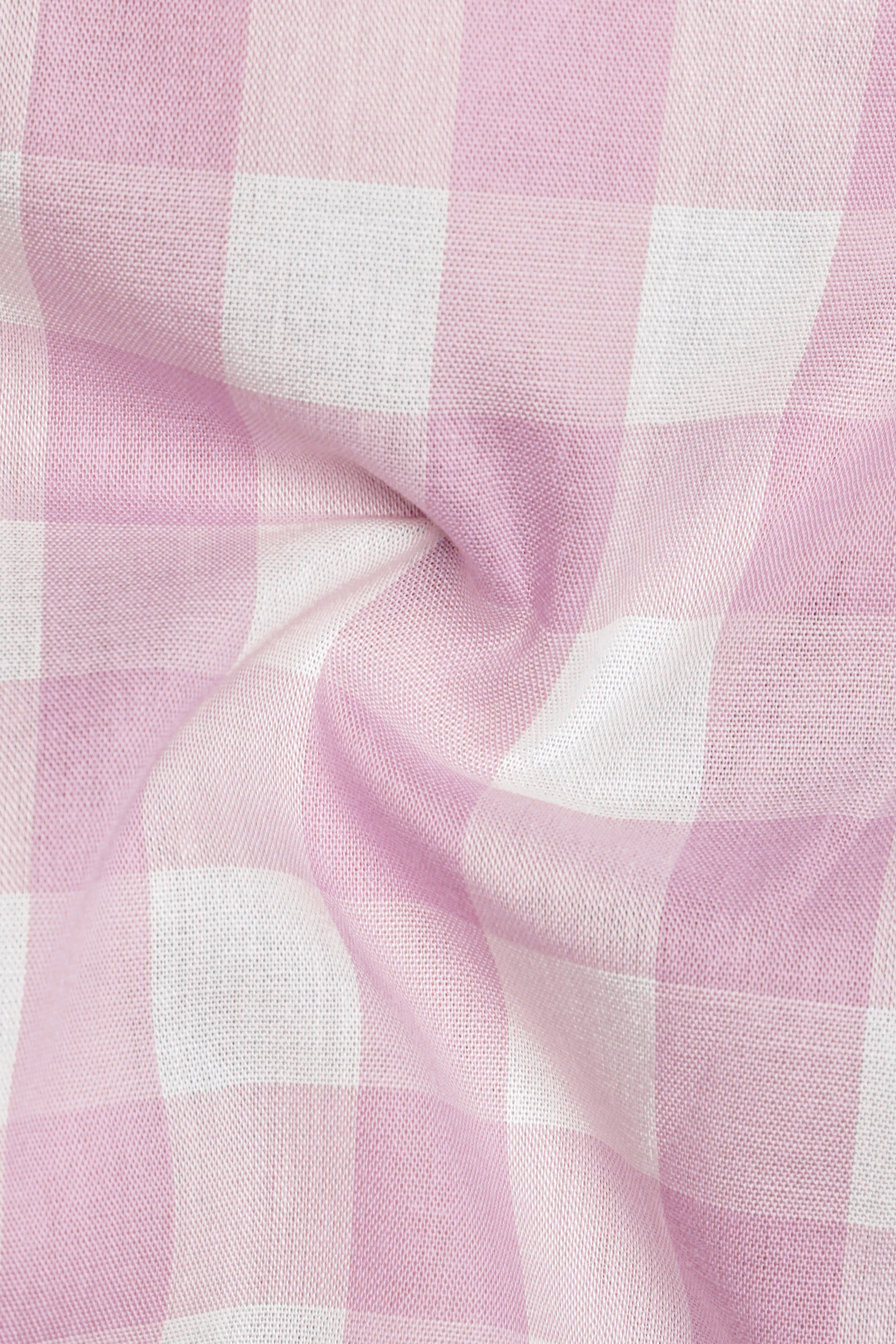 Melanie Pink and White Checkered Premium Cotton Shirt sold by French Crown product image thumbnail 3