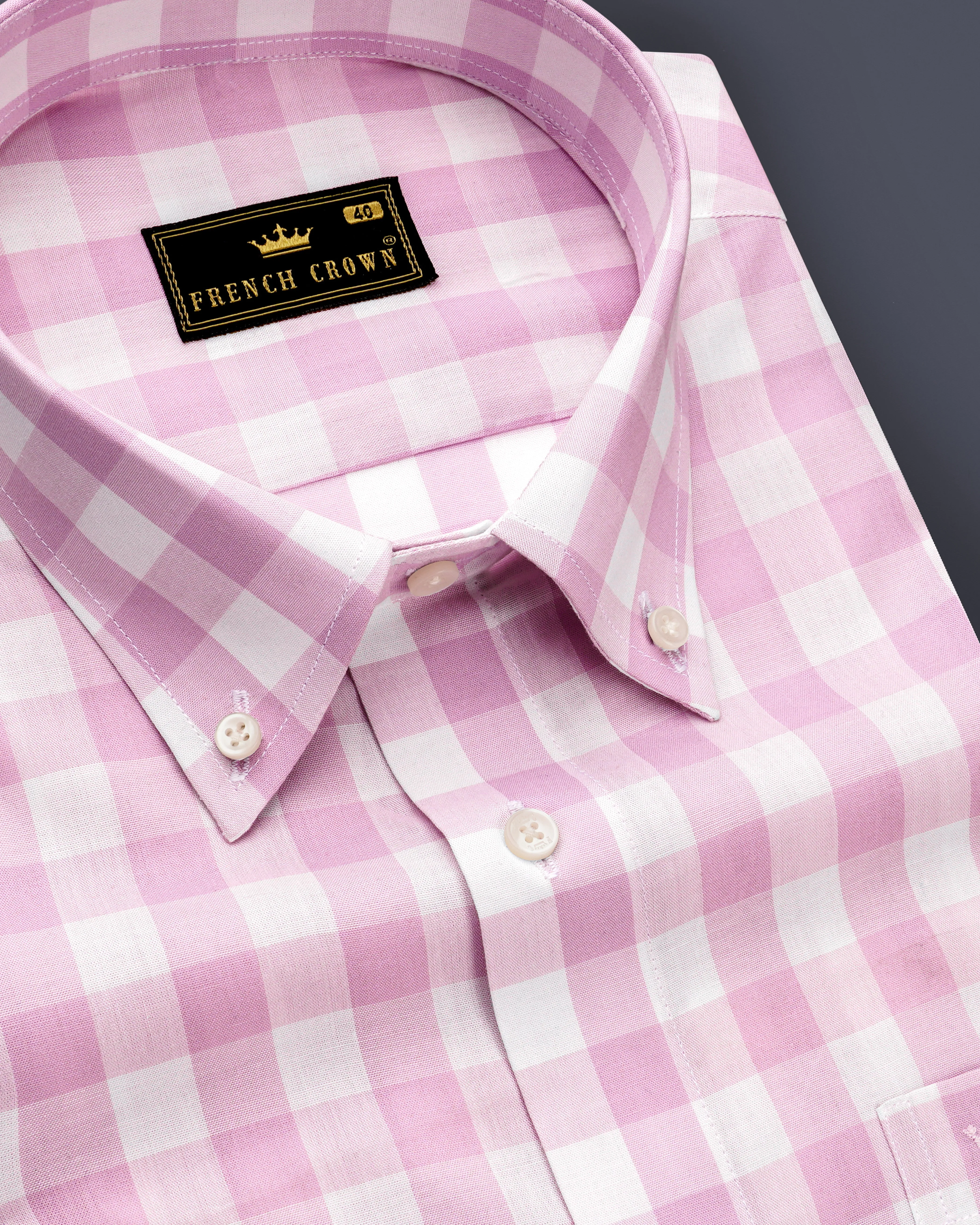 Melanie Pink and White Checkered Premium Cotton Shirt sold by French Crown