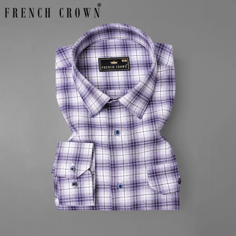 Manatee and white Plaid Oxford Royal Overshirt/Shacket sold by French Crown