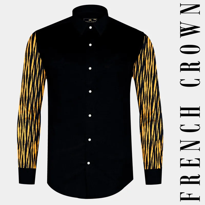 Jade Black with Tiger Stripes Super Soft Premium Cotton Designer Shirt sold by French Crown