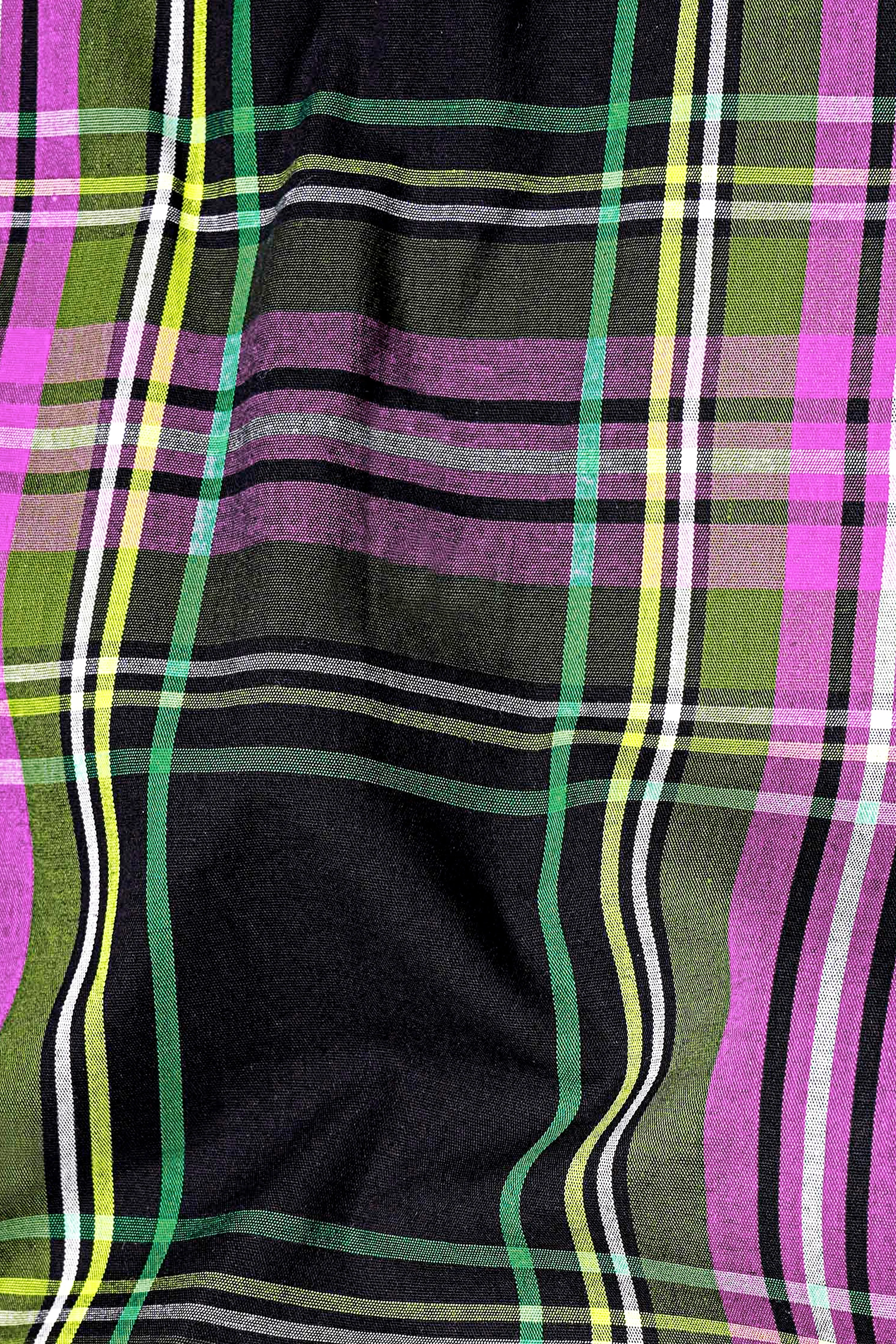 Jade Black with Hibiscus Pink Plaid Premium Cotton Shirt sold by French Crown product image thumbnail 2